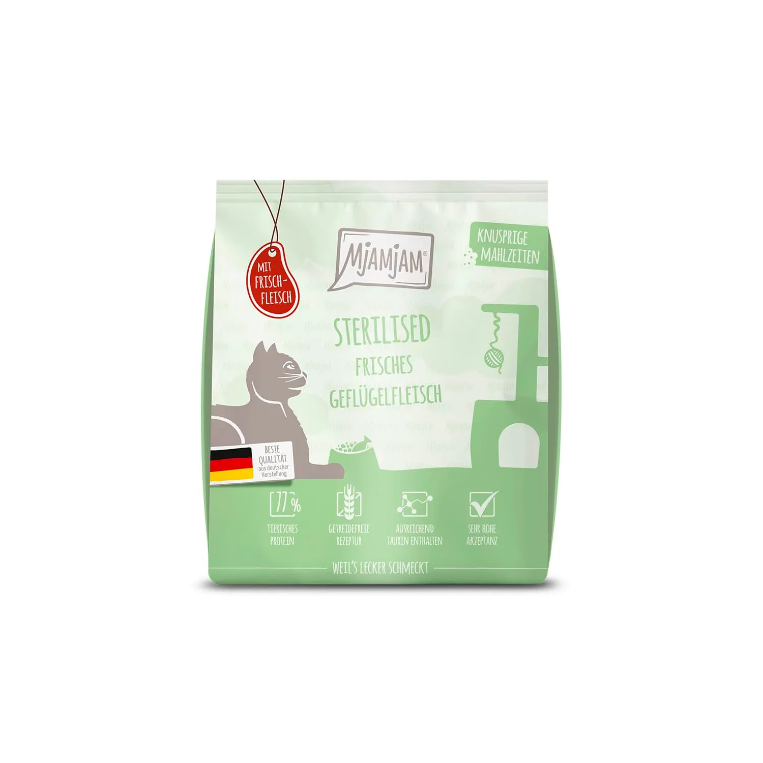 MjAMjAM Crocchette Premium per Gatti Sterilised al Pollame, Senza Cereali, 300 g - immagine 1