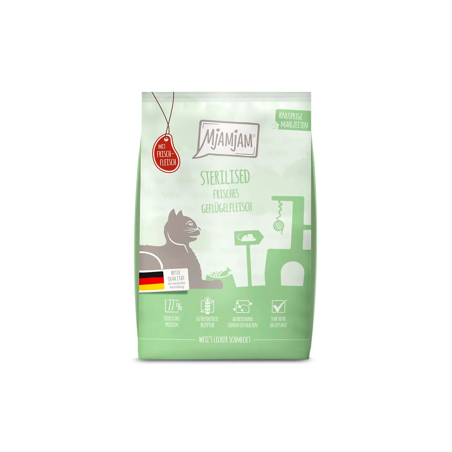 MjAMjAM Crocchette per gatti Sterilised, Carne di pollame fresca, Senza cereali, 1,5 kg - immagine 1
