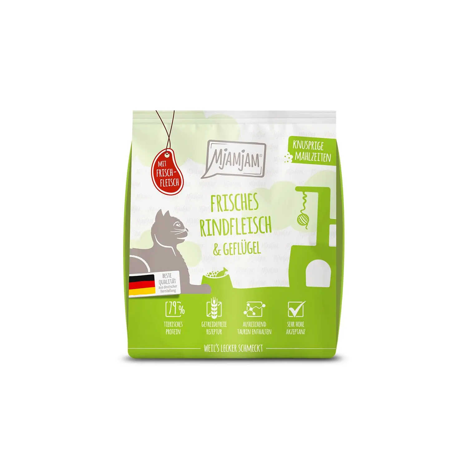 MjAMjAM Crocchette premium per gatti, Manzo e Pollame, Senza cereali, 300 g - immagine 1