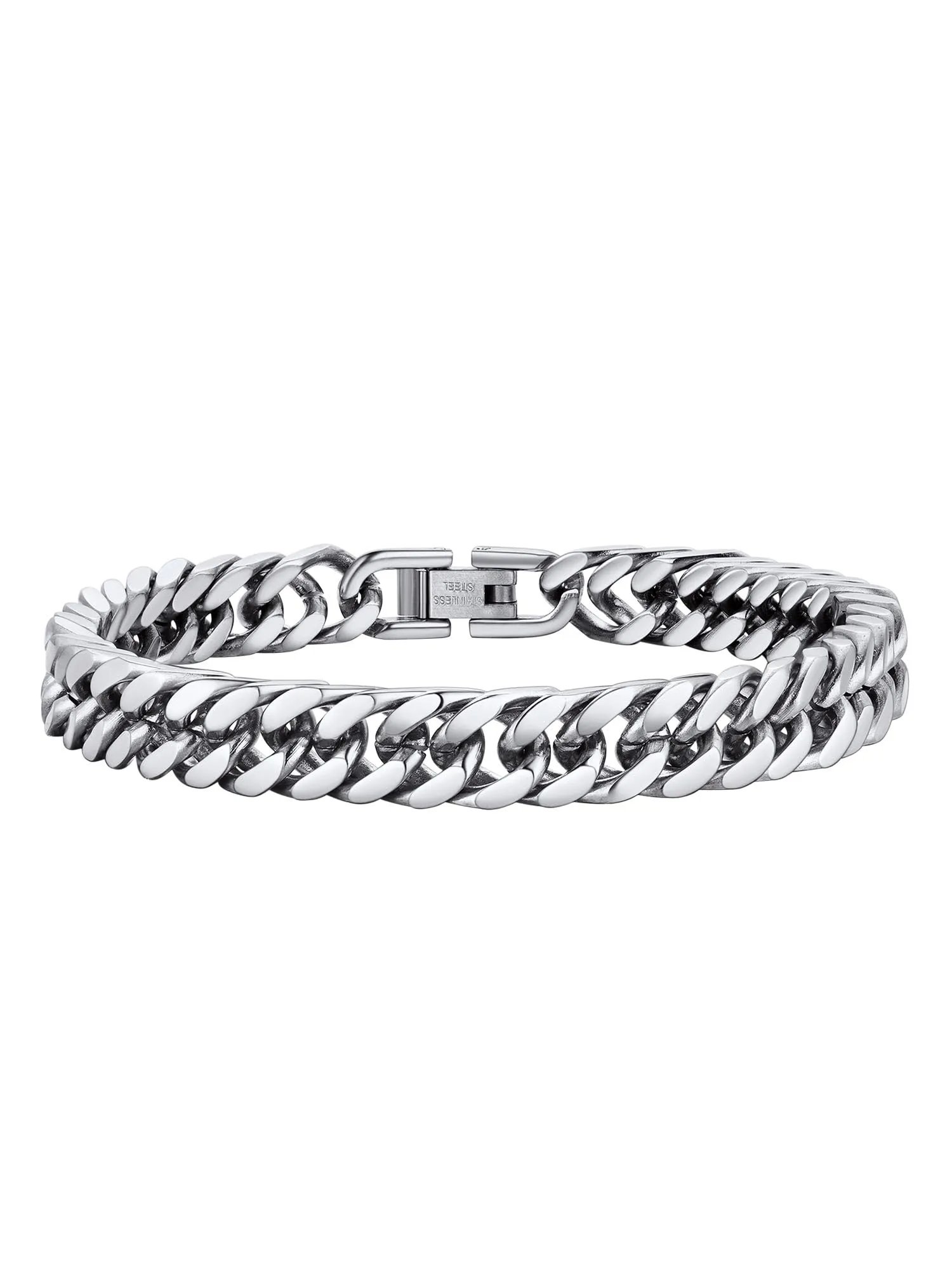PROSTEEL Neutro Braccialetto Catena Cubana Ritorta 8mm Argento - immagine 1