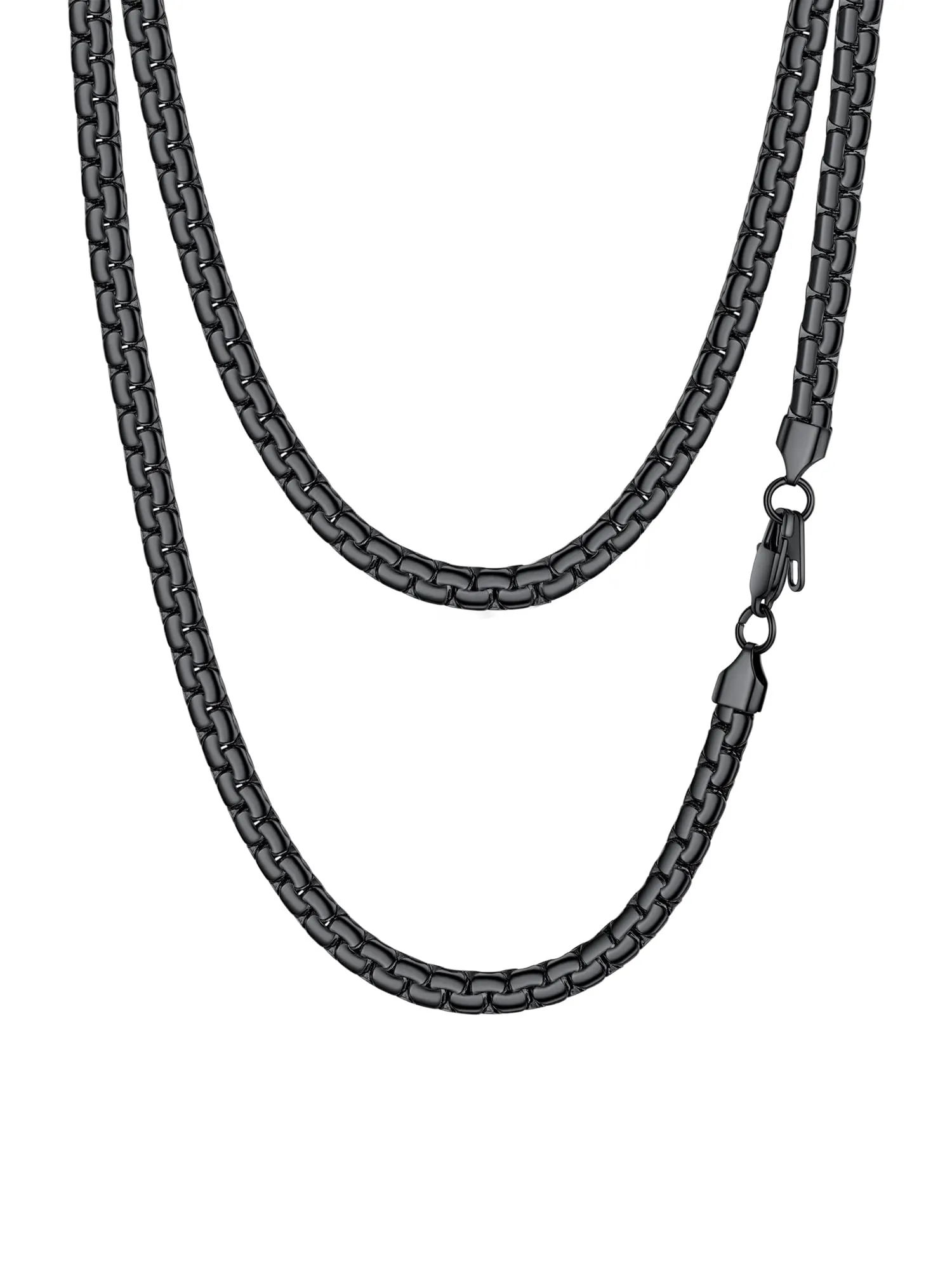 PROSTEEL Collana da Uomo Catena Scatola Piatta in Acciaio Inossidabile Nero, 45 cm, 6 mm - immagine 1