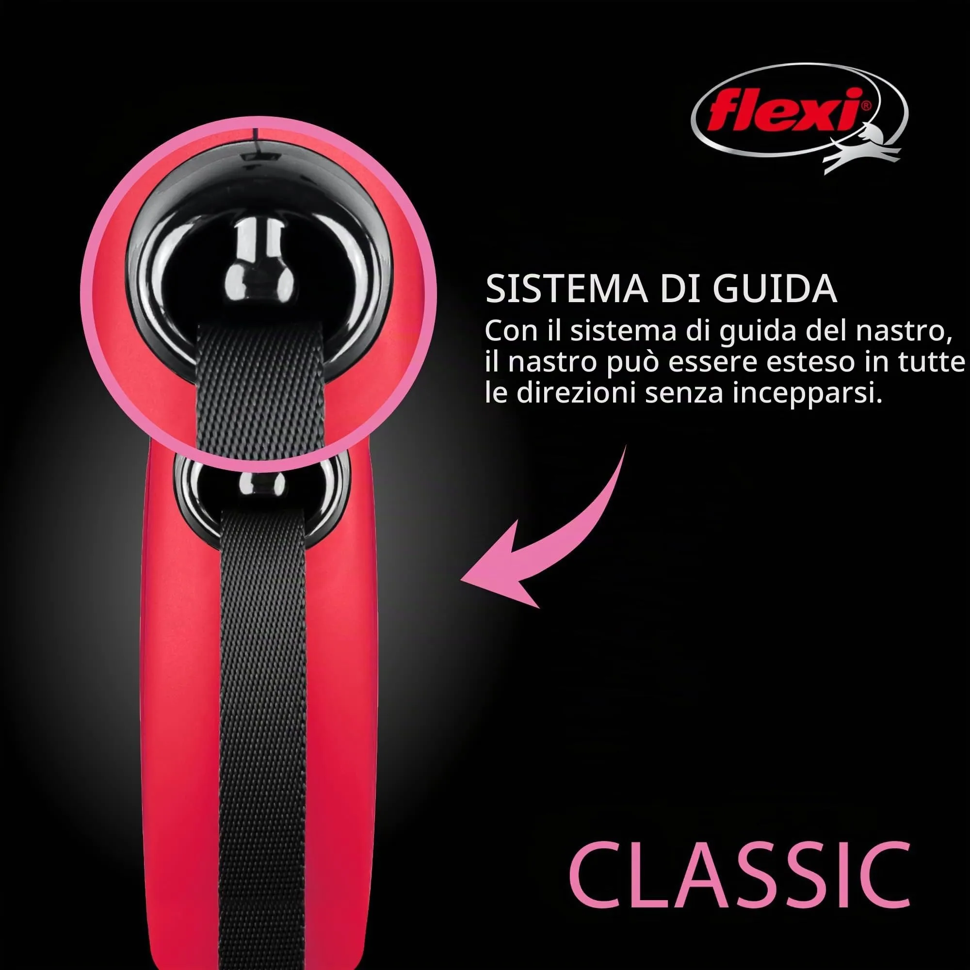 Flexi New Classic CL10T5.250.R Guinzaglio Retrattile per Cani, 4,9 m, Piccolo, Rosso - immagine 4