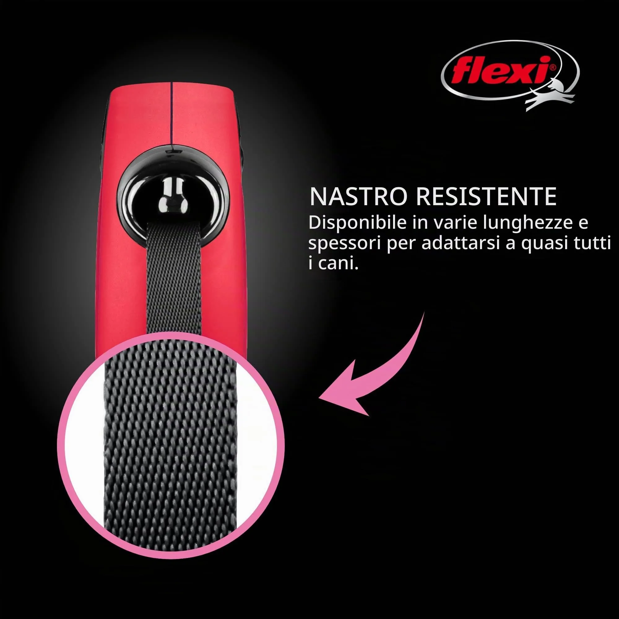Flexi New Classic Guinzaglio Retrattile per Cani, 4,9 m, Medio, Rosso, CL2MT5.250.R - immagine 3