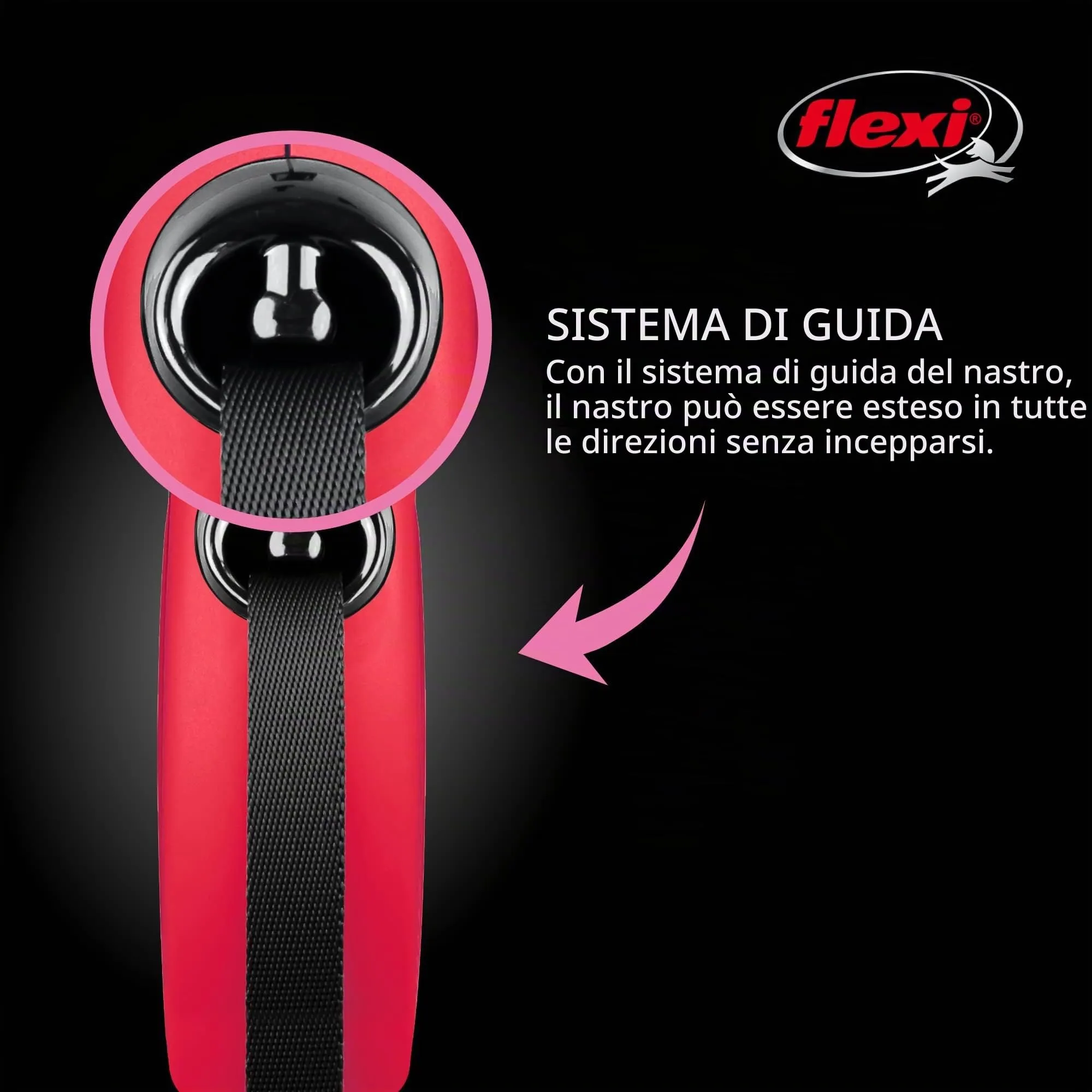 Flexi New Classic Guinzaglio Retrattile per Cani, 4,9 m, Medio, Rosso, CL2MT5.250.R - immagine 4