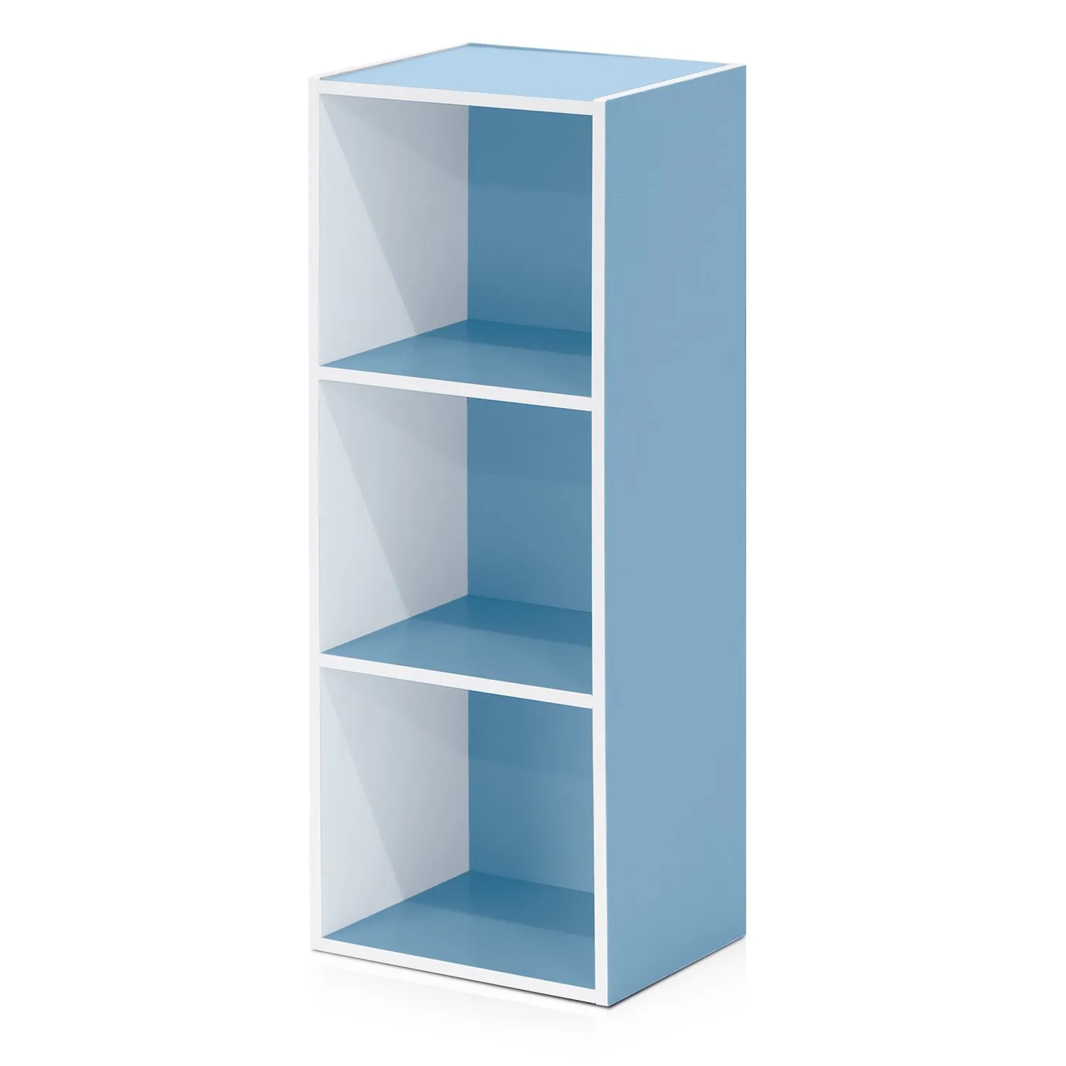 Furinno Luder Libreria a 3 ripiani, Bianco/azzurro - immagine 1