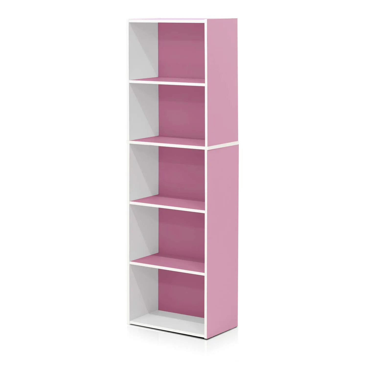 Furinno Luder Libreria a Ripiani Aperti 5 Livelli, Bianco/Rosa - immagine 6