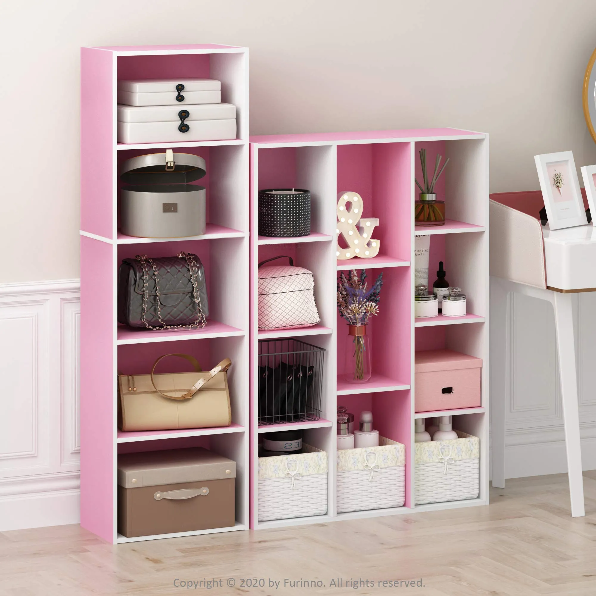 Furinno Luder Libreria a Ripiani Aperti 5 Livelli, Bianco/Rosa - immagine 10