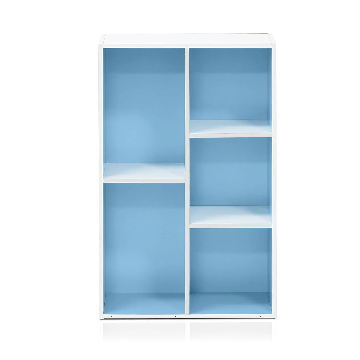 Furinno Luder Scaffale aperto reversibile a 5 cubi, Bianco/Azzurro - immagine 4