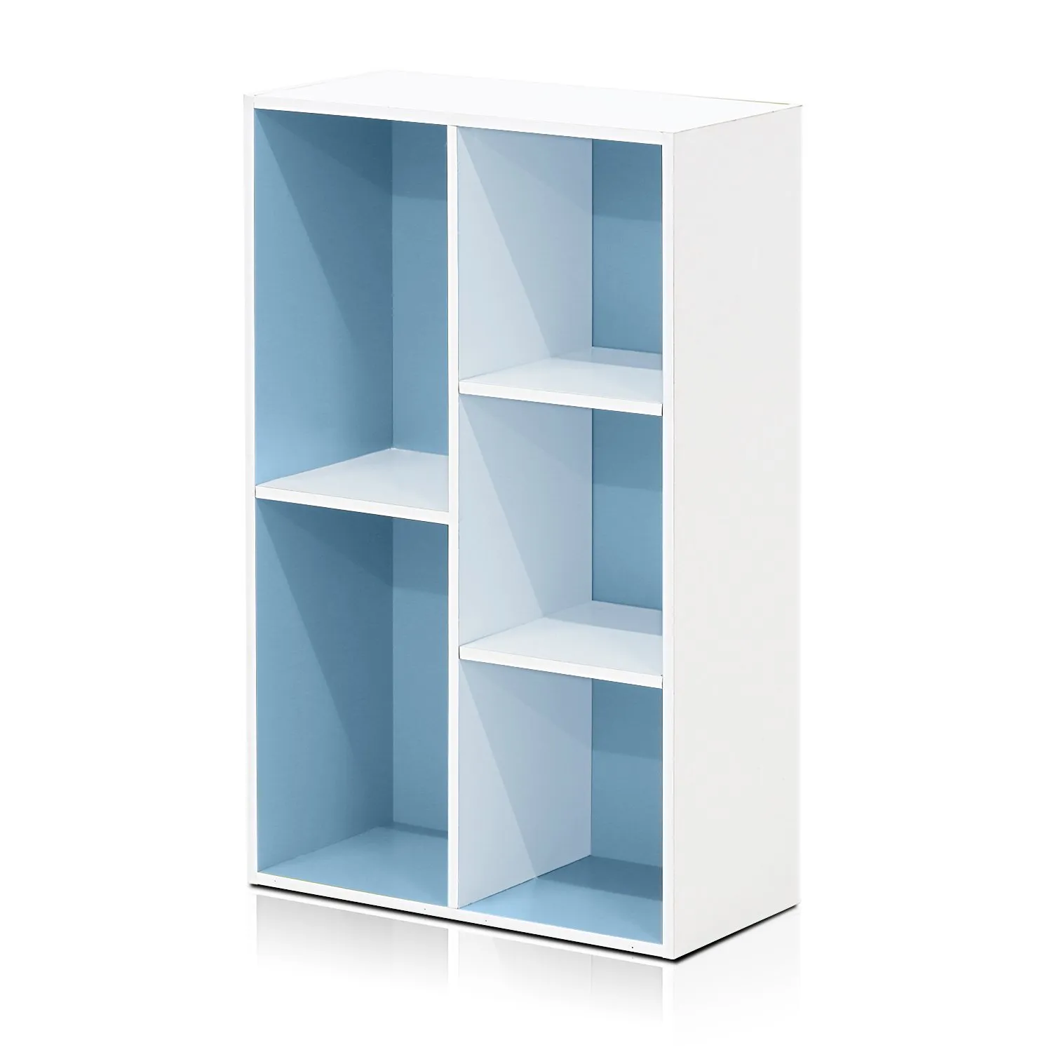 Furinno Luder Scaffale aperto reversibile a 5 cubi, Bianco/Azzurro - immagine 5