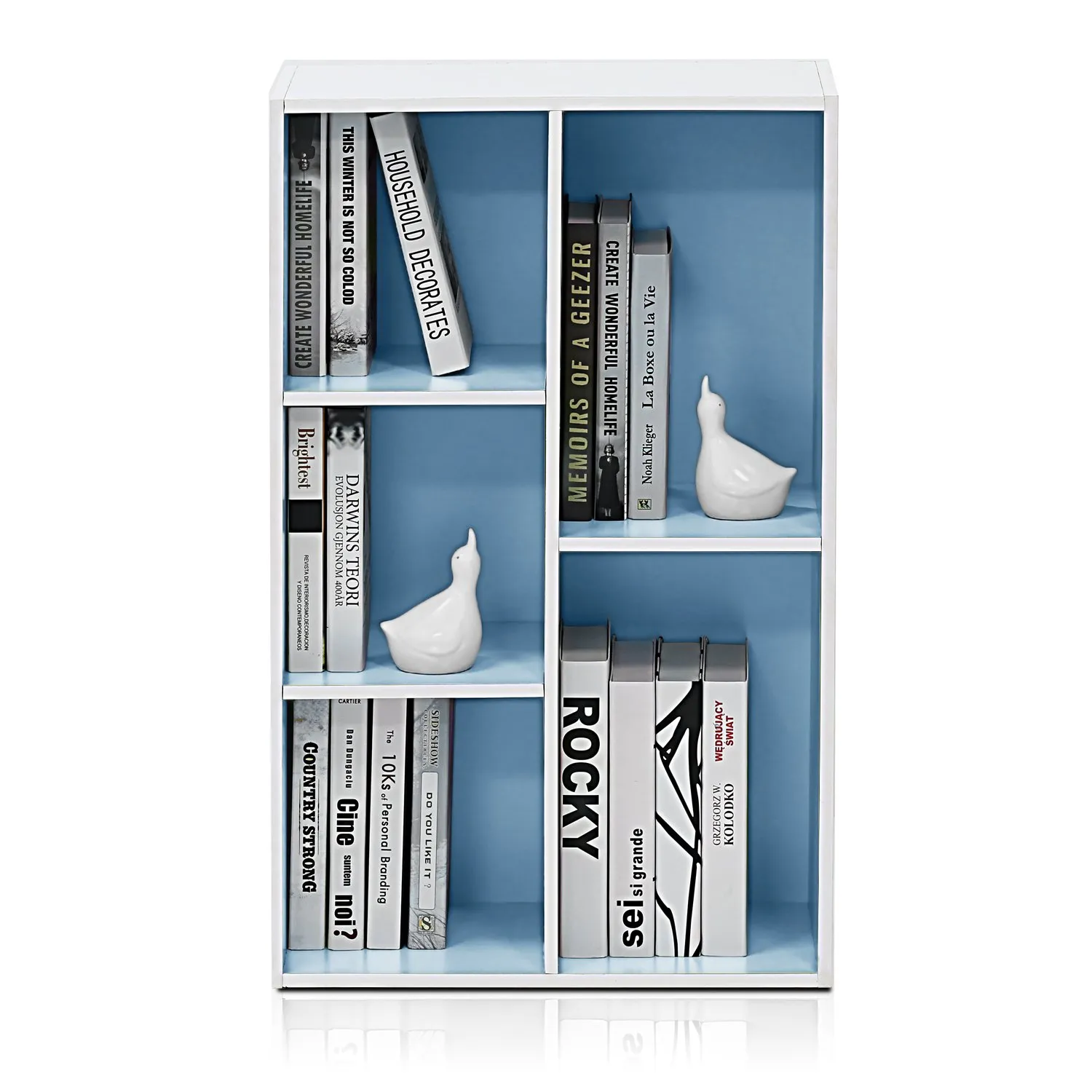 Furinno Luder Scaffale aperto reversibile a 5 cubi, Bianco/Azzurro - immagine 6