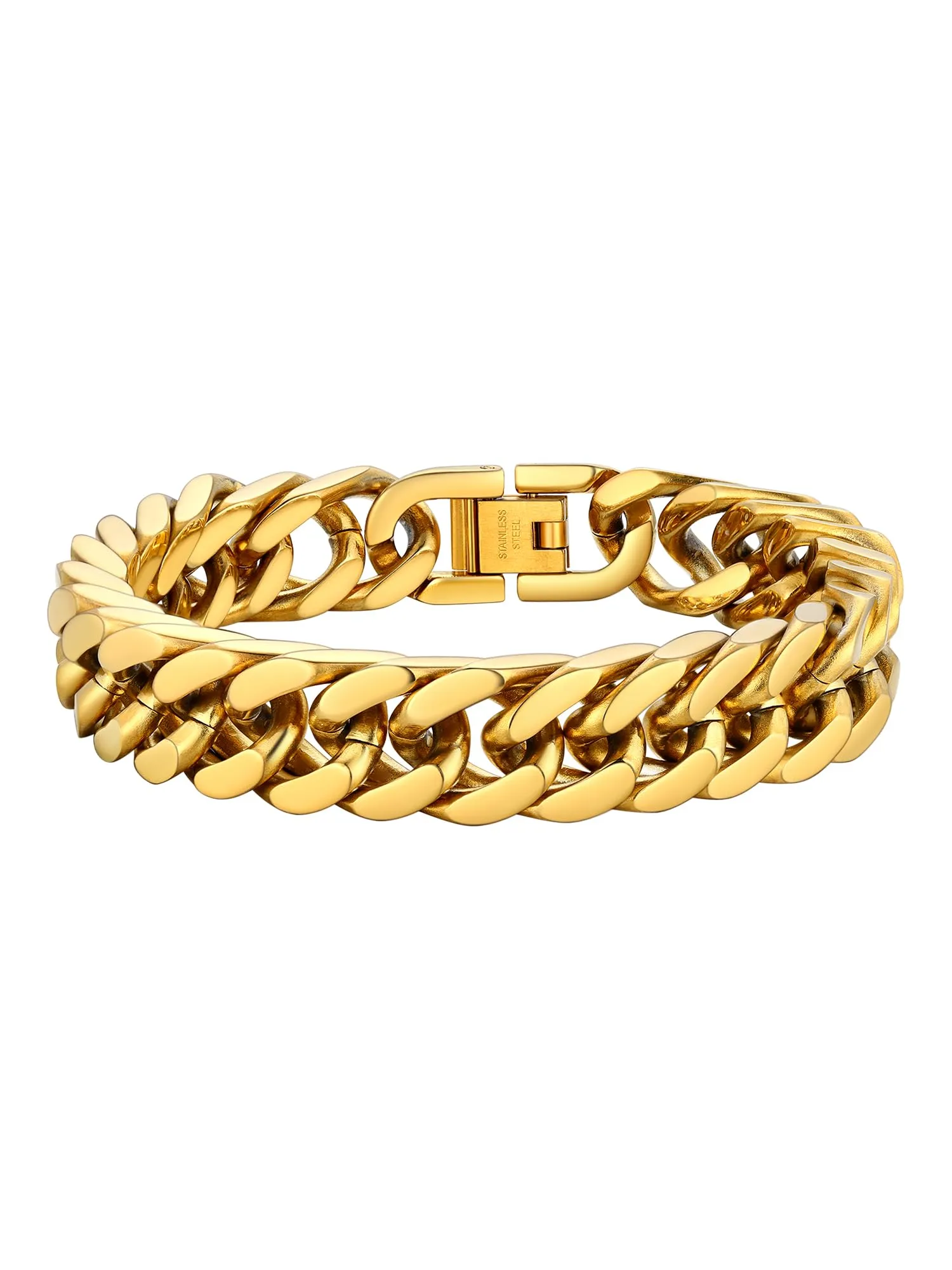 PROSTEEL Braccialetto Catena Cubana Ritorta 12mm Oro per Uomo e Donna - immagine 1