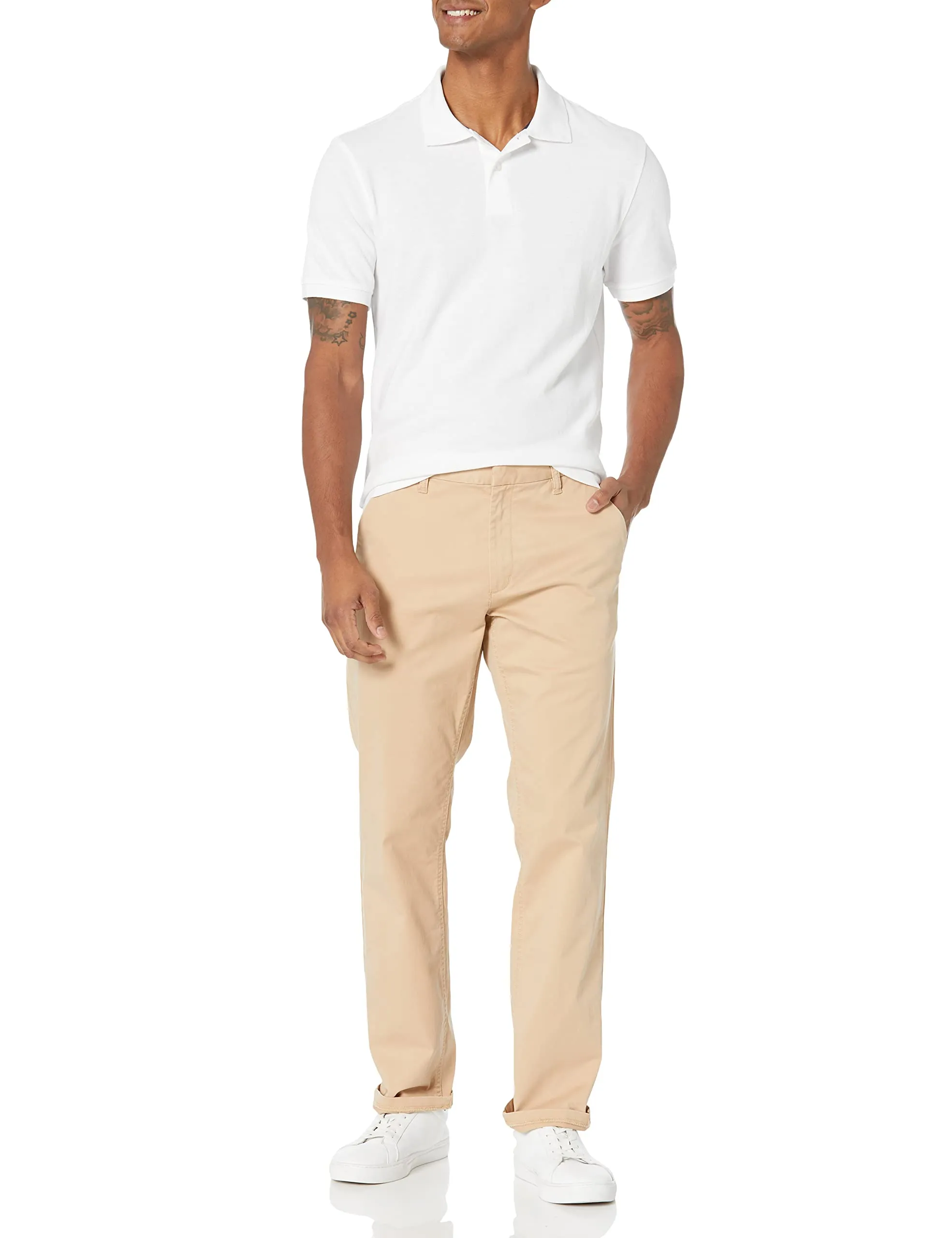 Amazon Essentials Polo in Piqué di Cotone Slim Uomo, Bianco, L - immagine 5