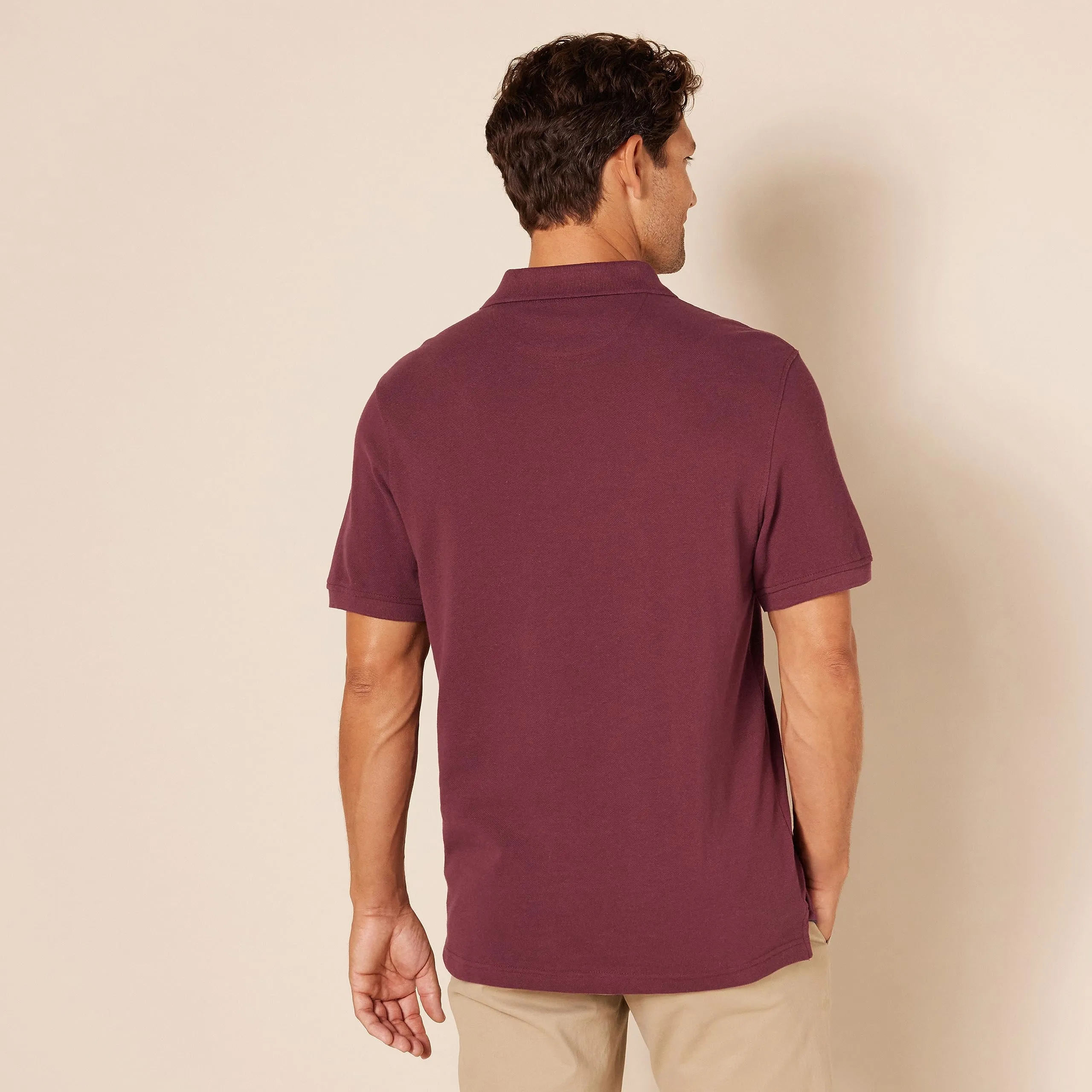 Amazon Essentials Polo in Piqué di Cotone Slim Uomo, Bordeaux, S - immagine 3
