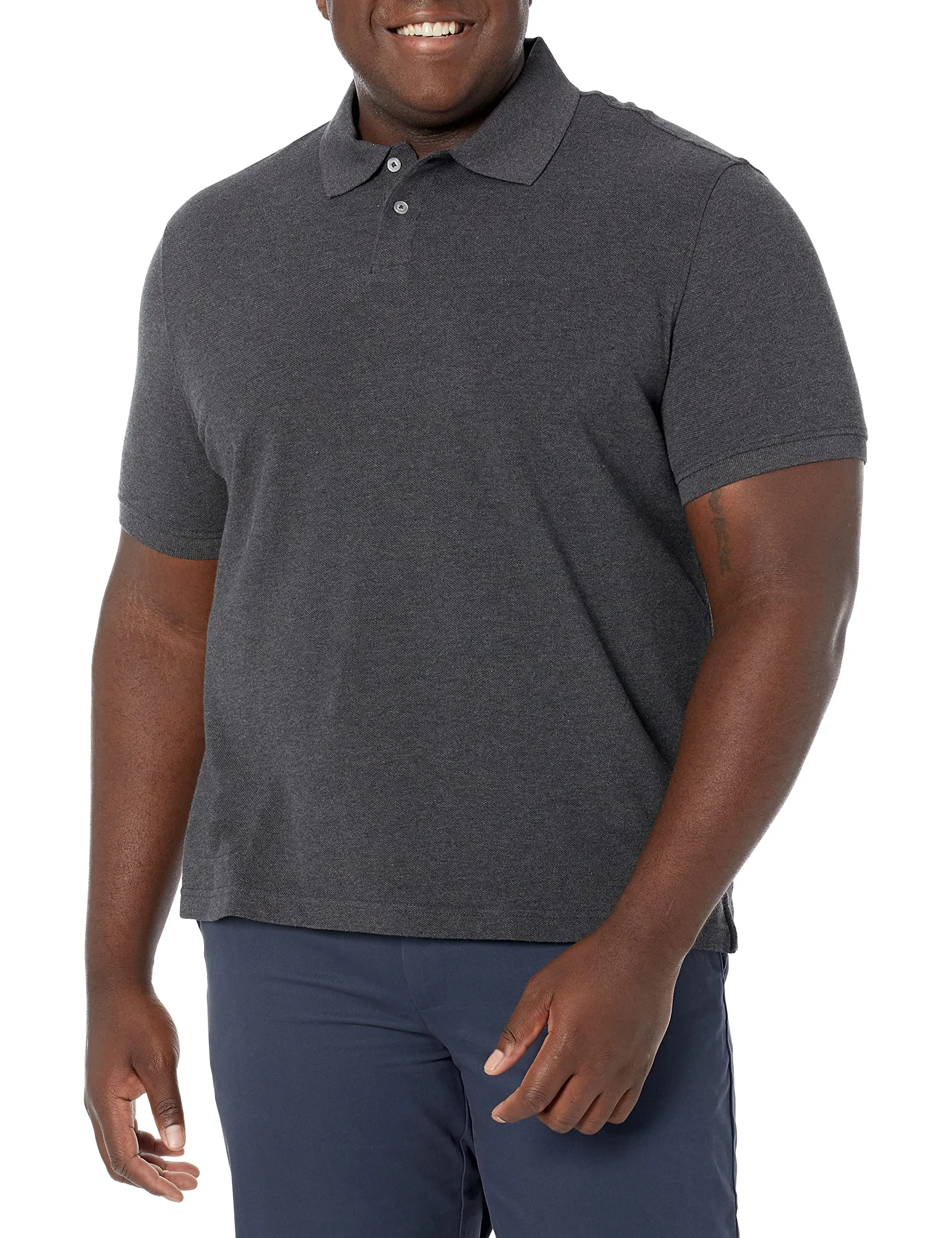 Amazon Essentials Polo in Piqué di Cotone Slim Uomo, Carbone Puntinato, XL - immagine 1