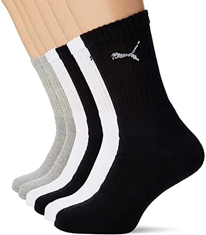 Puma Cush Crew Calzini Sportivi Unisex, Nero/grigio, Confezione da 6 pezzi, 39/42 - immagine 1