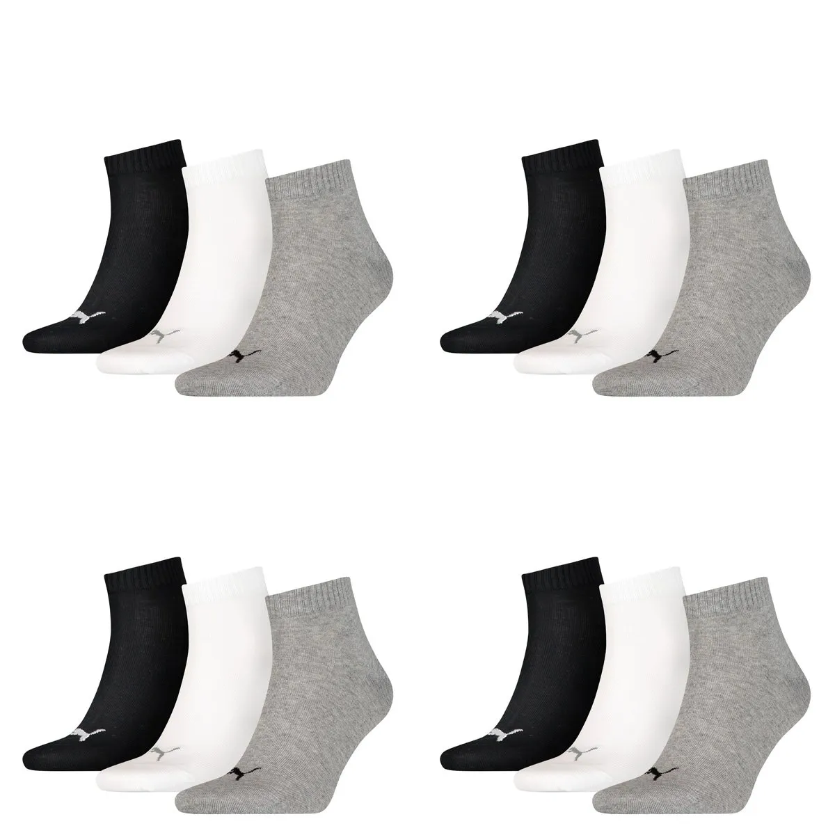 Puma Calzini Sportivi, Grey/White/Black, 6 Paia, 43/46 - immagine 1