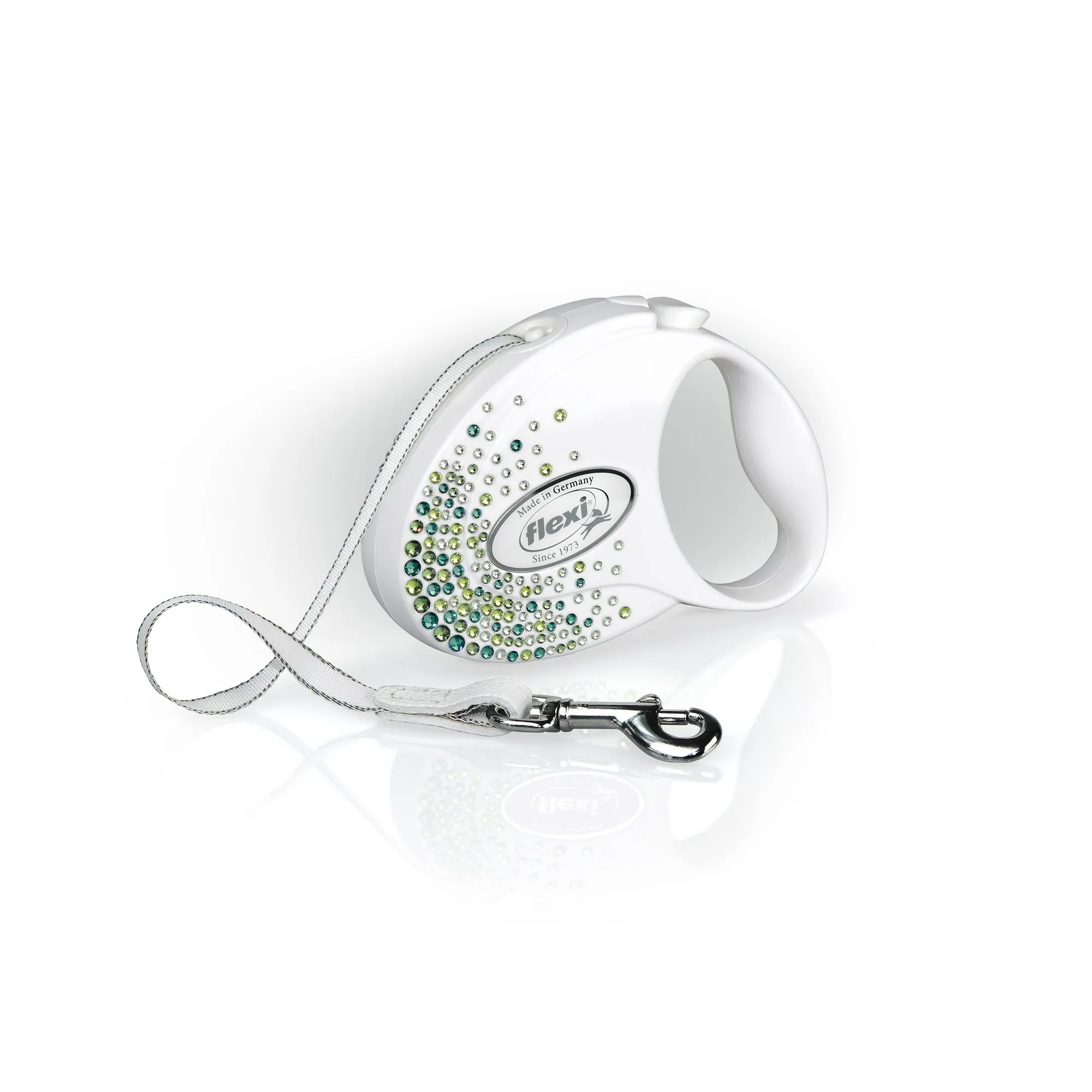 Flexi Glam Splash Leaf Tape - Guinzaglio Retrattile per Cani fino a 12 kg, 3 m, Bianco Perla - immagine 1