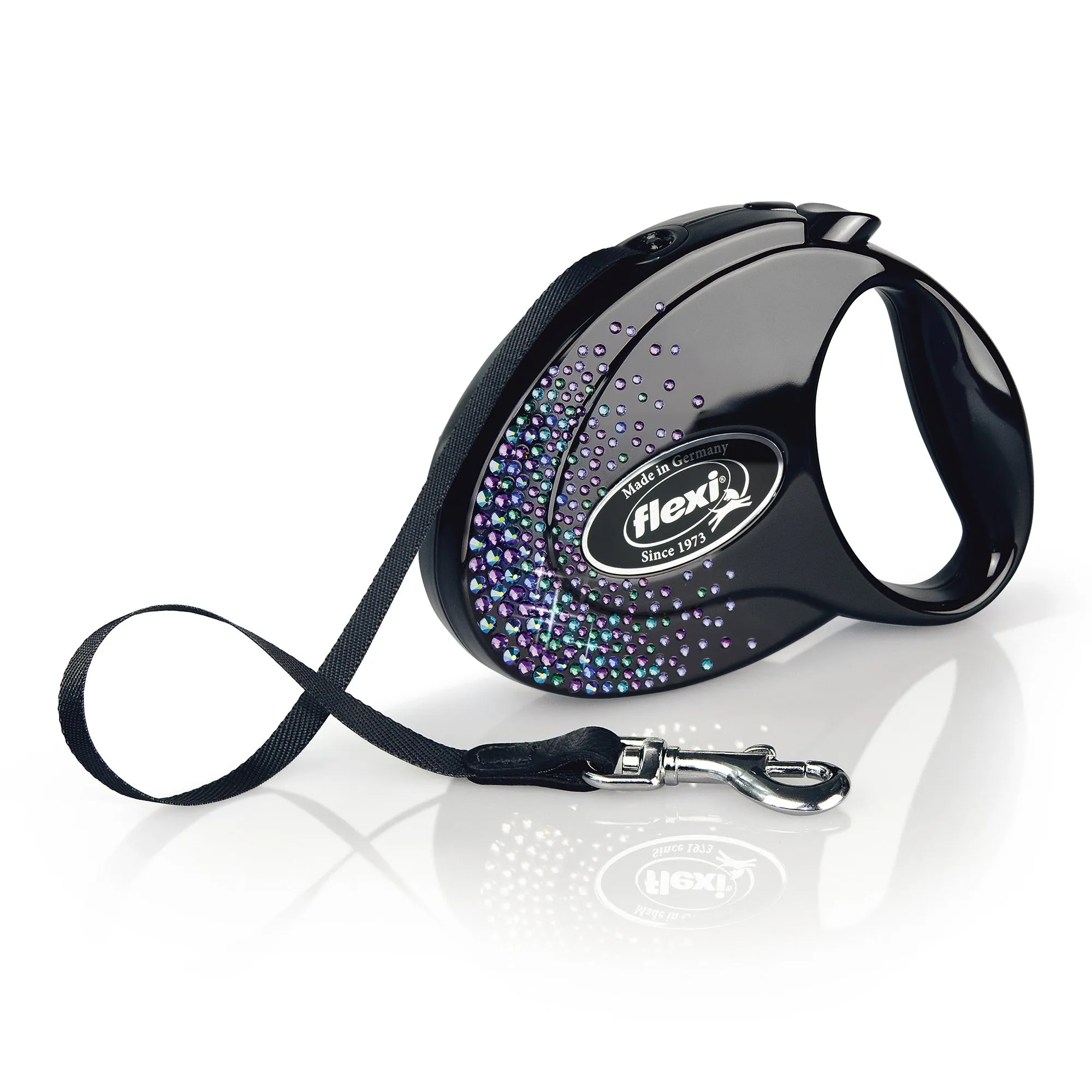 Flexi Glam Splash Mystic Tape Onyx-Black Medium 5m Retractable Dog Leash up to 25 kg - immagine 1