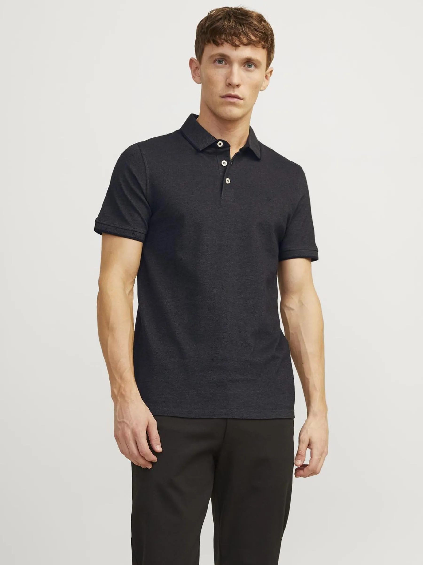 Jack & Jones Jjepaulos Polo SS Noos Maglietta, Dark Grey Melange, XS Uomo - immagine 2