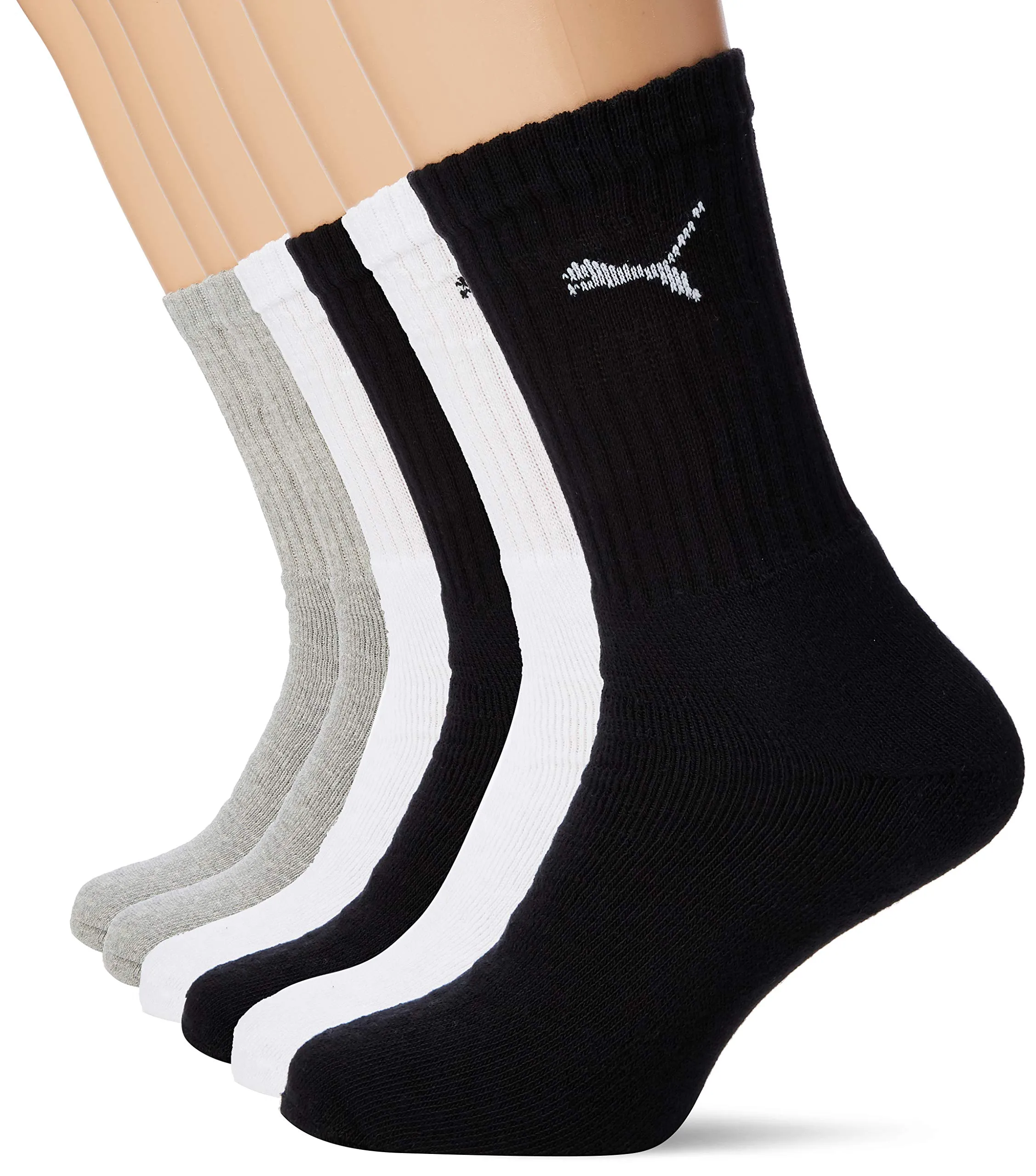 Puma Cush Crew Sport Socks, Grey/White/Black, Size 39 - immagine 1