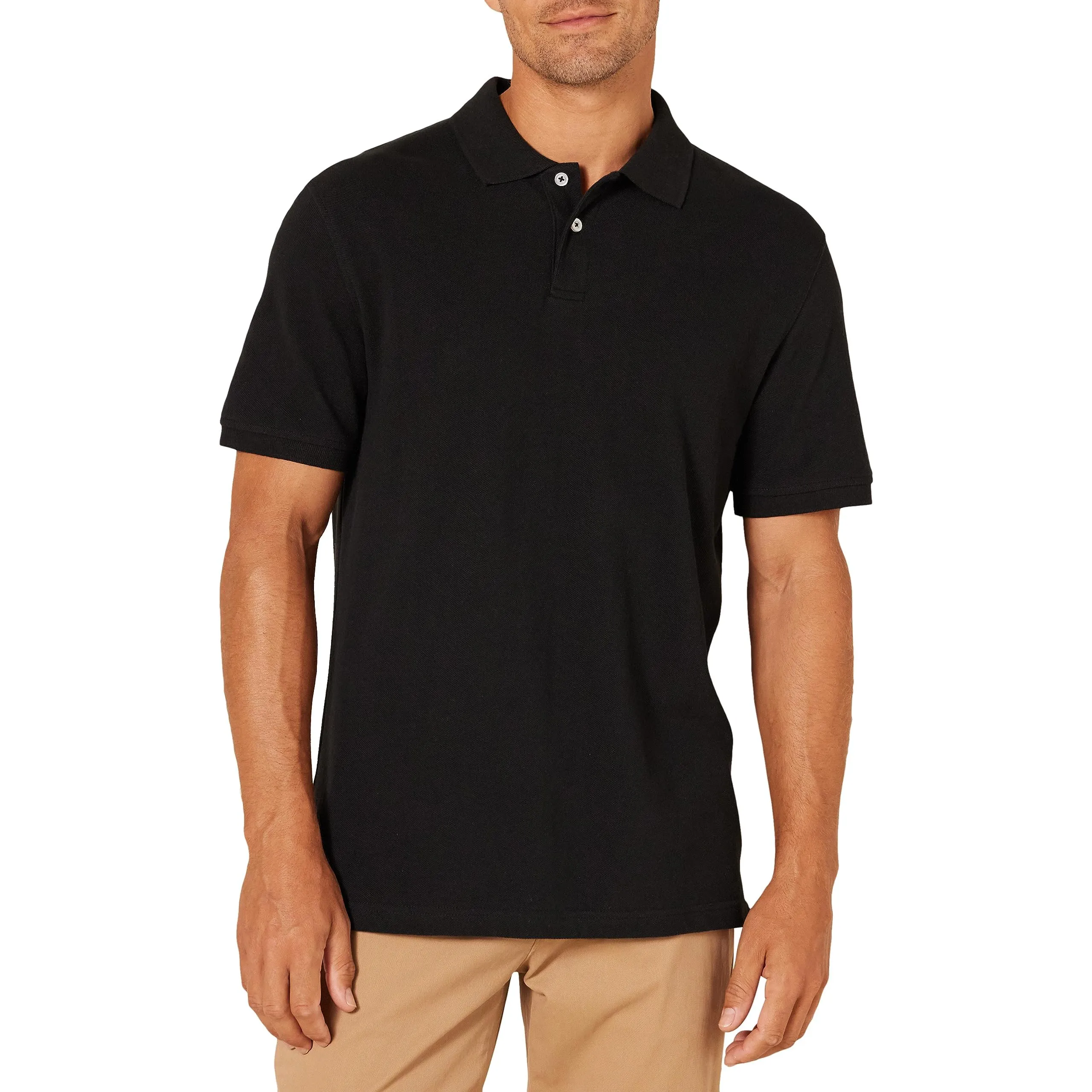 Amazon Essentials Polo in Piqué di Cotone Slim Uomo, Nero, L - immagine 1
