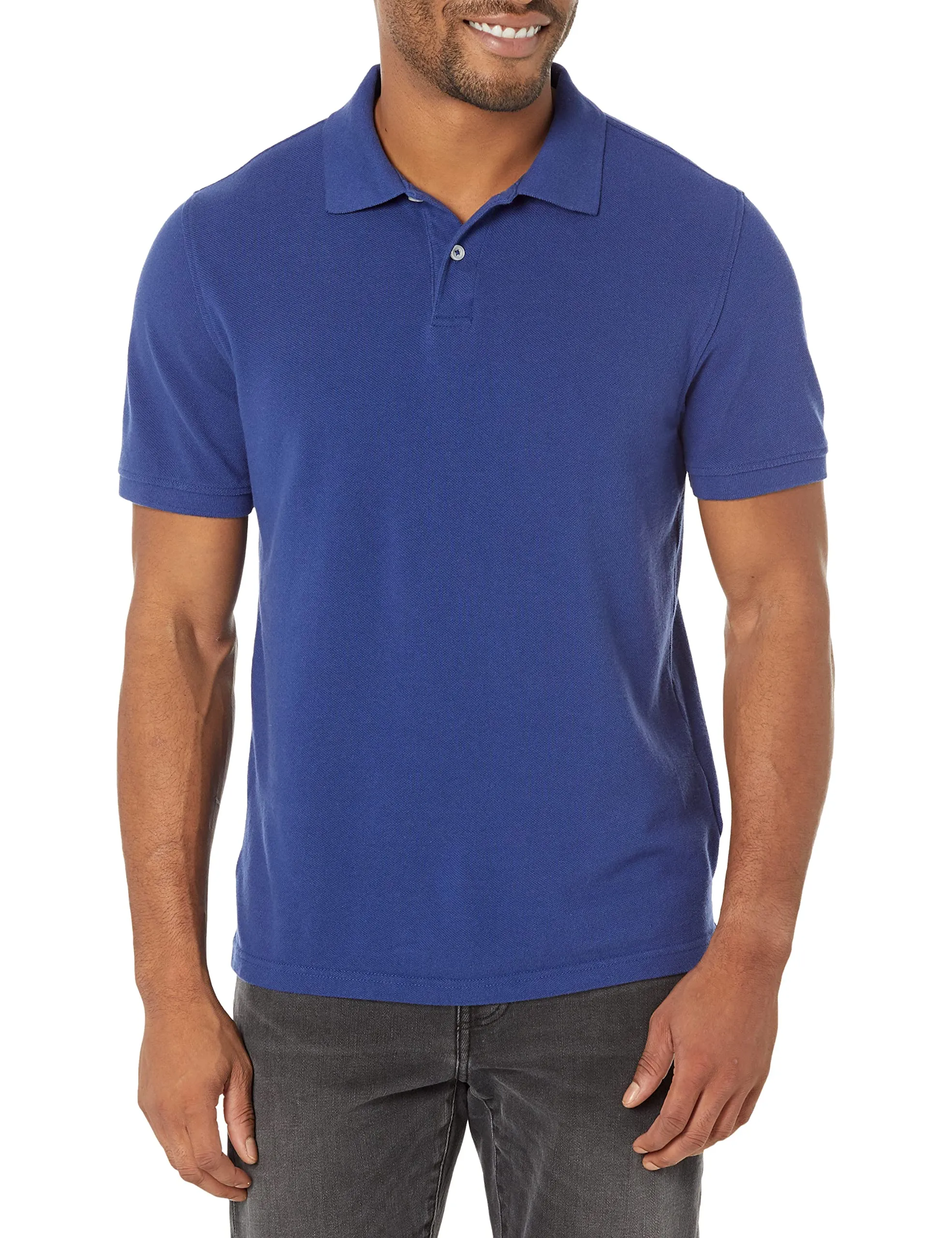 Amazon Essentials Polo in Piqué di Cotone Slim Uomo, Blu Marino, L - immagine 1