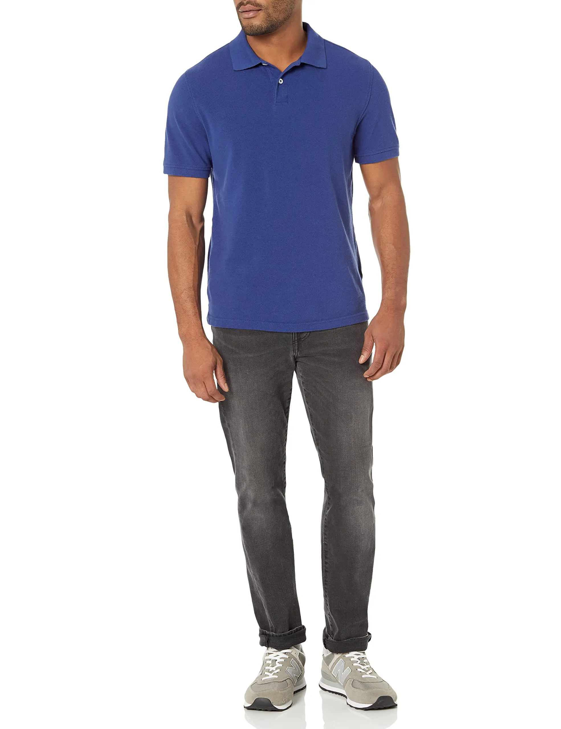 Amazon Essentials Polo in Piqué di Cotone Slim Uomo, Blu Marino, L - immagine 5