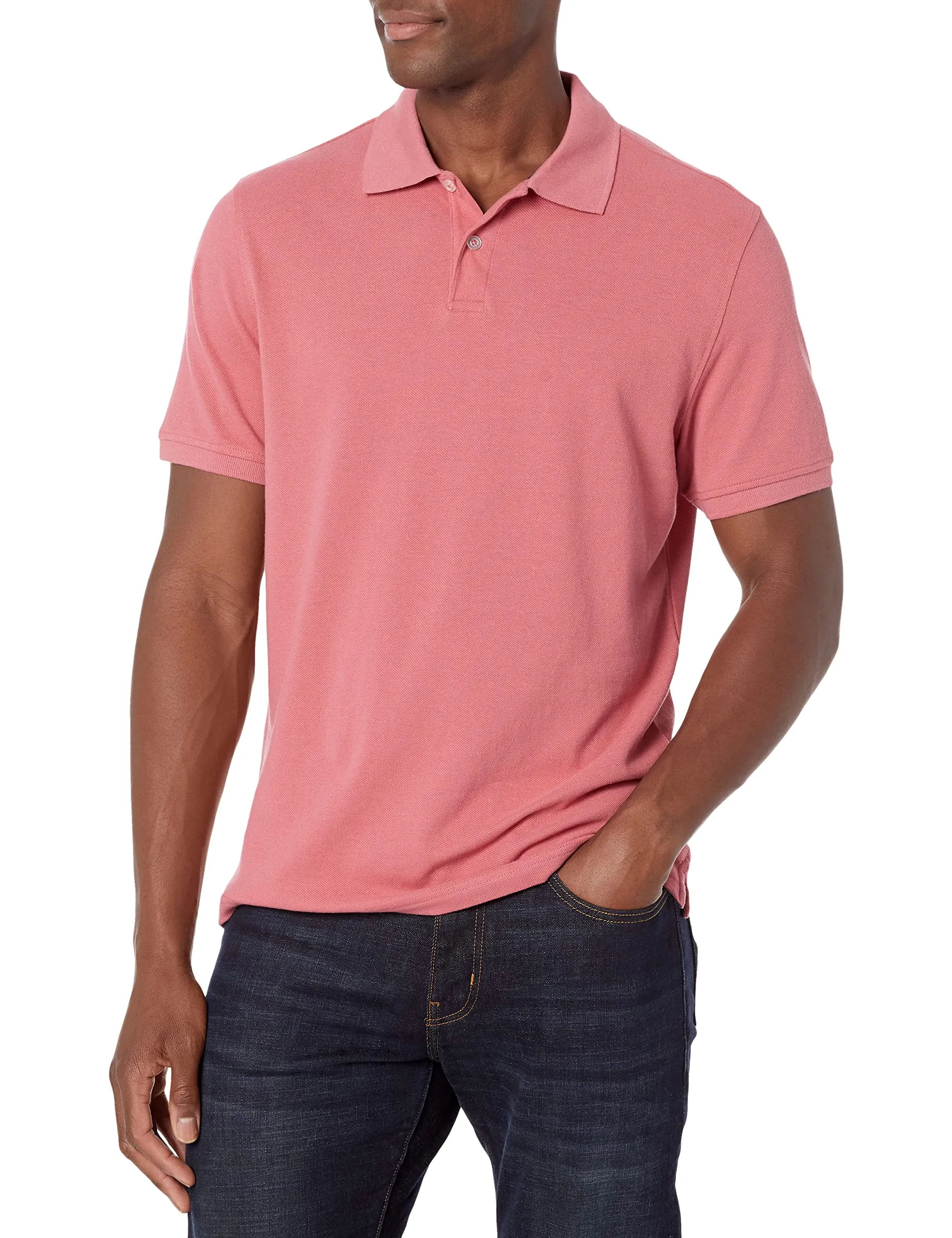 Amazon Essentials Men's Slim-Fit Cotton Piqué Polo, Rosso Slavato, L - immagine 1