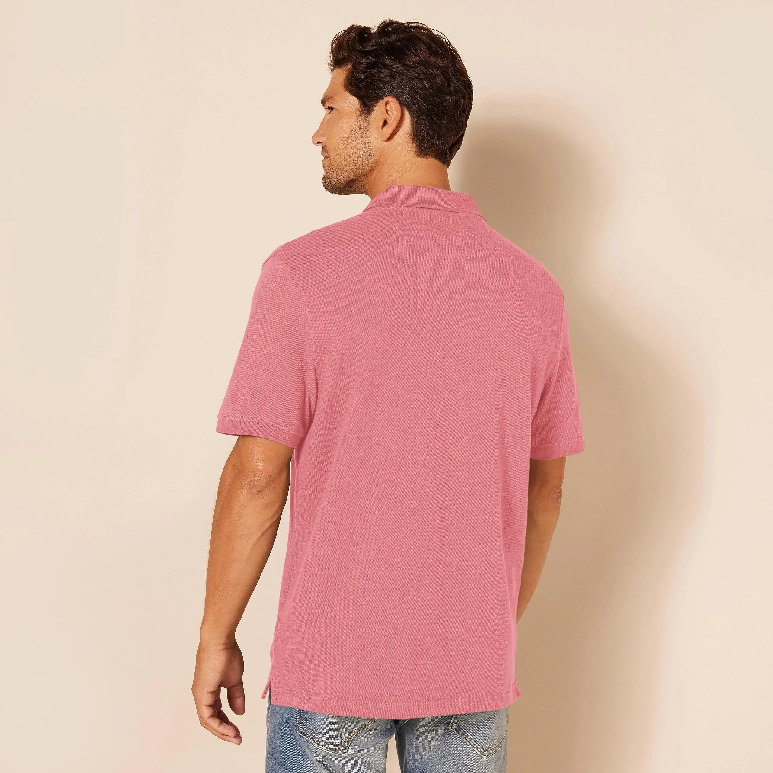 Amazon Essentials Men's Slim Fit Cotton Piqué Polo Shirt, Rosso Slavato, M - immagine 3