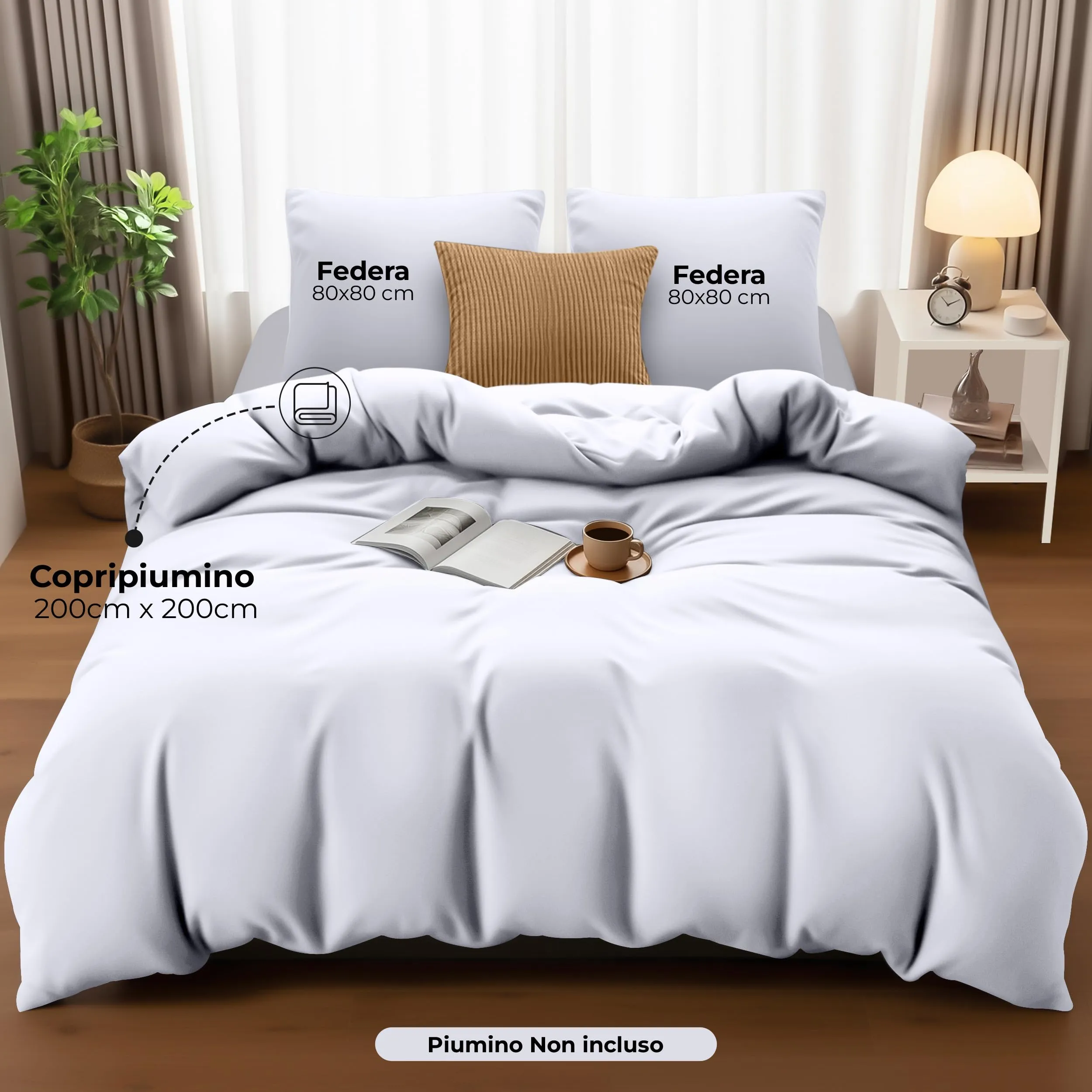Utopia Bedding Copripiumino in Microfibra 200x200cm con Federe 80x80cm - Bianco - immagine 4