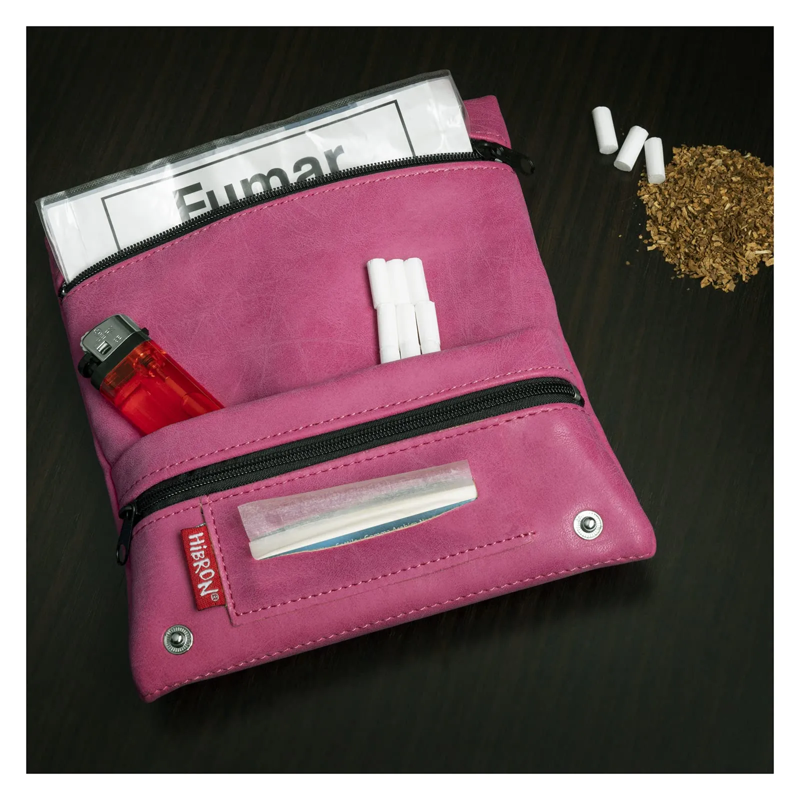 HIBRON Porta Tabacco Borsello in Pelle PU (58105 Rosa) - immagine 6