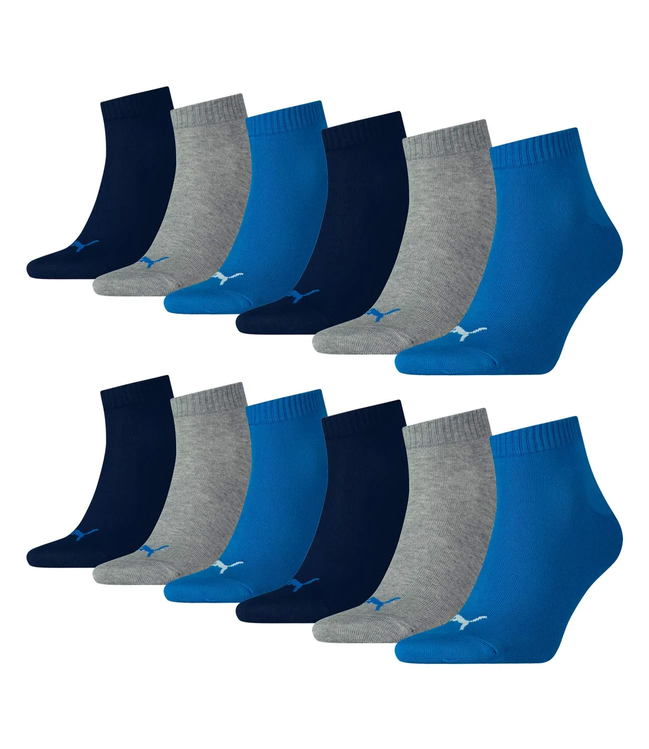 Puma Calzini Uomo Quarters, 12 paia, Blue/Grey Melange (277), 35-38 - immagine 1