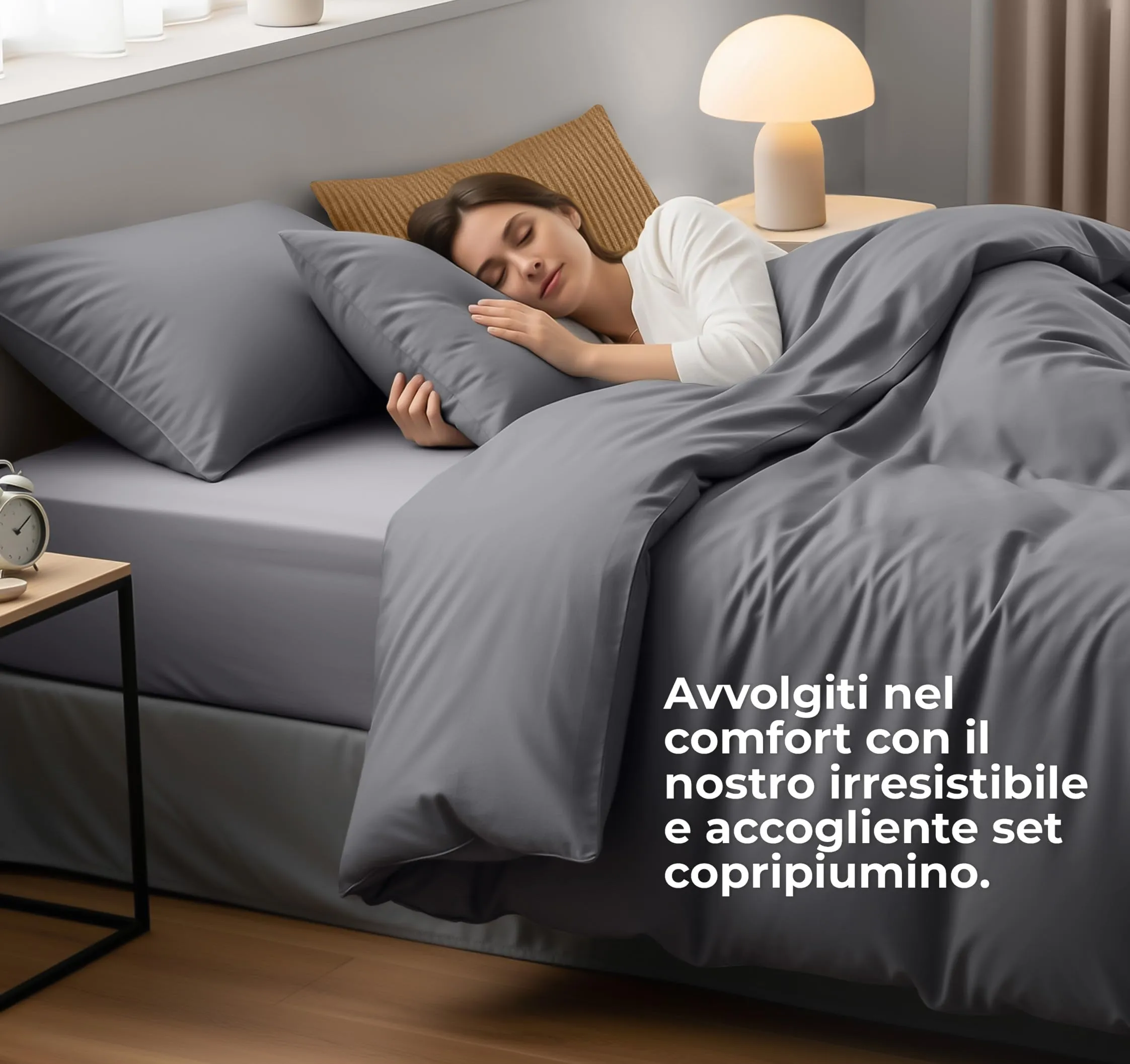 Utopia Bedding Copripiumino Singolo 135x200 cm e Federa 50x75 cm, Grigio - immagine 3