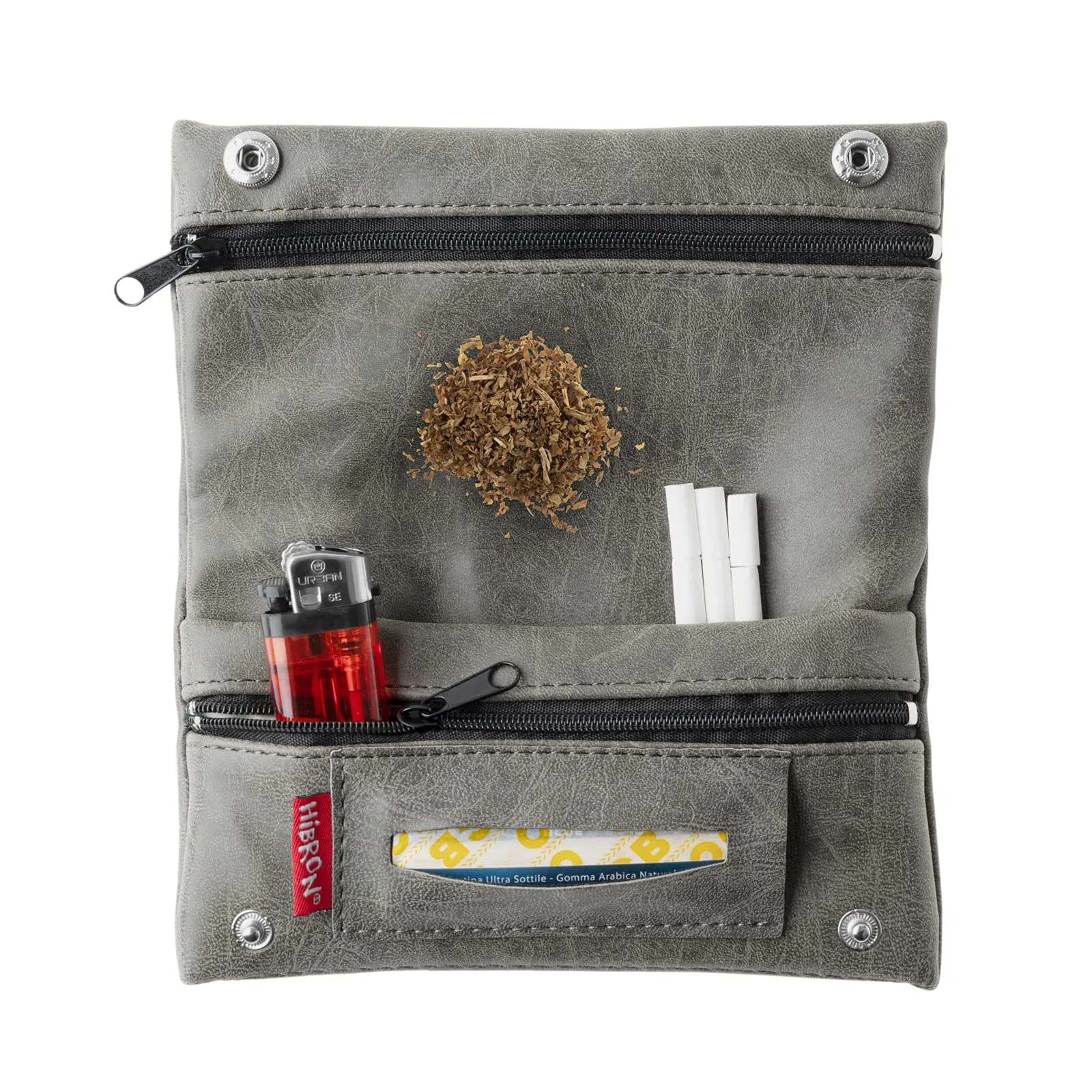 HIBRON Porta tabacco Borsello in vera pelle (58105 Grigio) - immagine 2