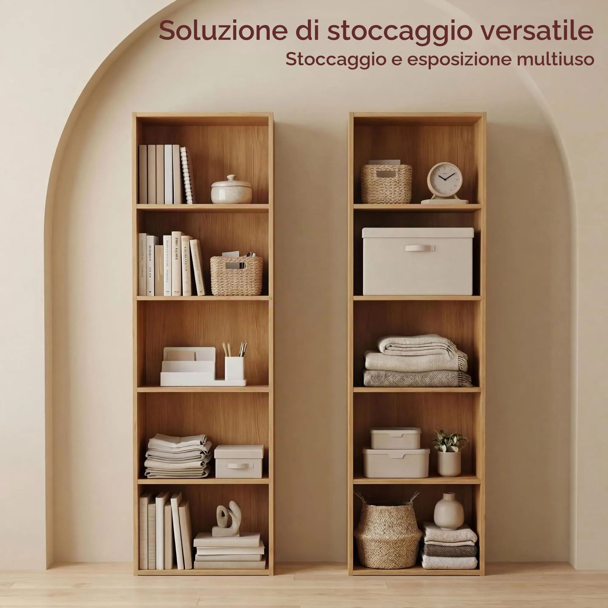 Vida Designs Oxford Libreria a cubi a 5 Ripiani in Legno, Rovere - immagine 3