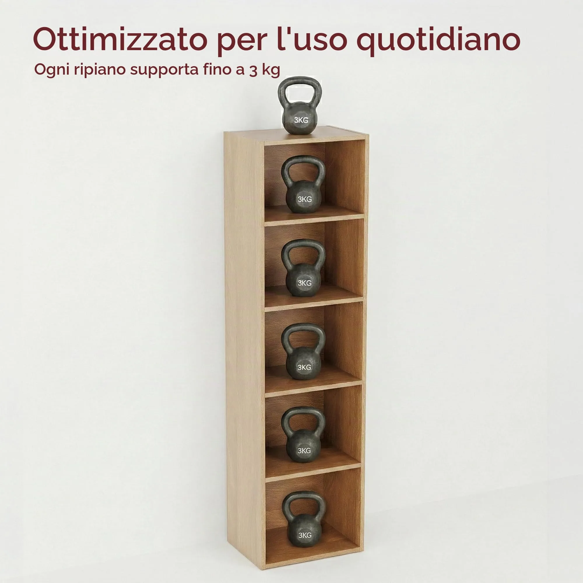 Vida Designs Oxford Libreria a cubi a 5 Ripiani in Legno, Rovere - immagine 4