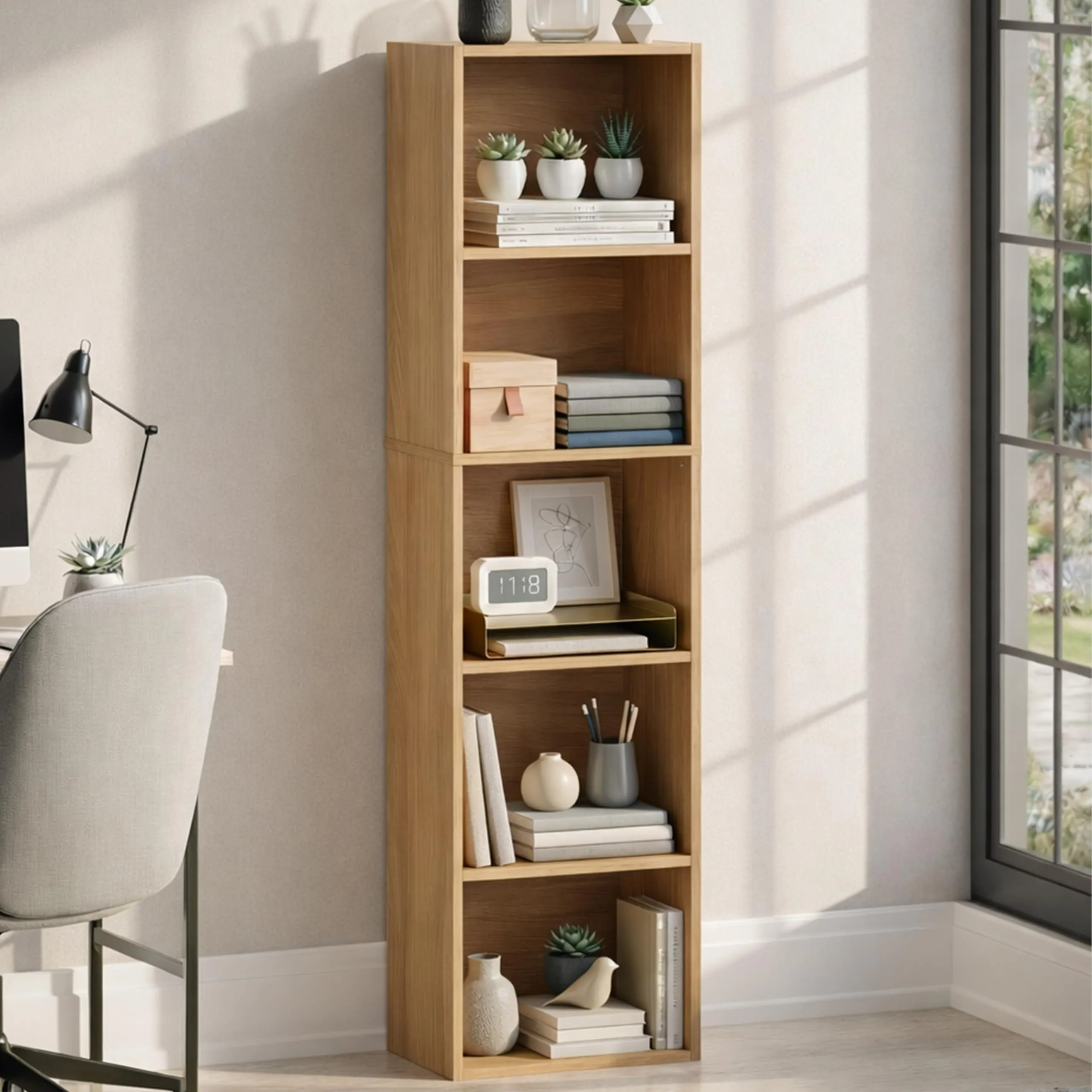 Vida Designs Oxford Libreria a cubi a 5 Ripiani in Legno, Rovere - immagine 8