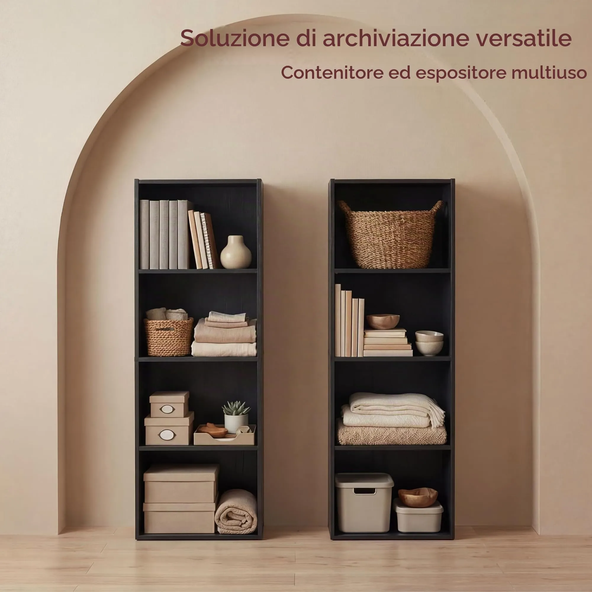 Vida Designs Oxford Libreria a Cubo 4 Ripiani, H106xW32xD24cm (Nero) - immagine 3