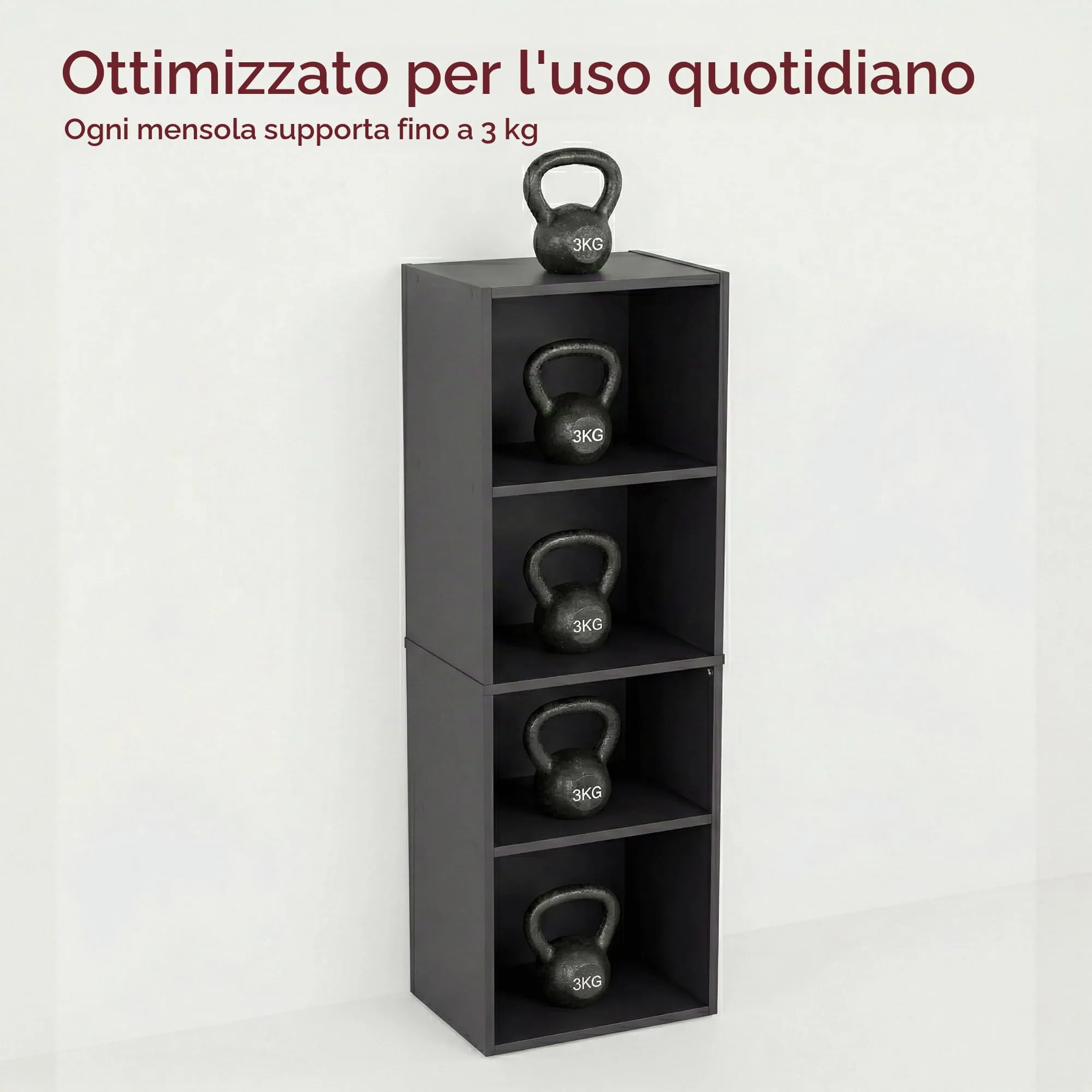 Vida Designs Oxford Libreria a Cubo 4 Ripiani, H106xW32xD24cm (Nero) - immagine 4