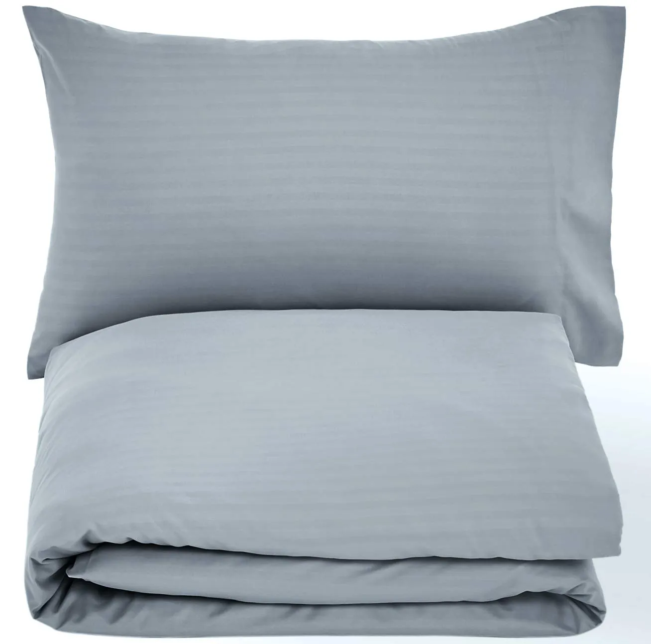 Amazon Basics Set Copripiumino Singolo in Microfibra, 2 Pezzi, 135 x 200 cm e 1 Federa 50 x 80 cm, Grigio Scuro a Righe - immagine 3