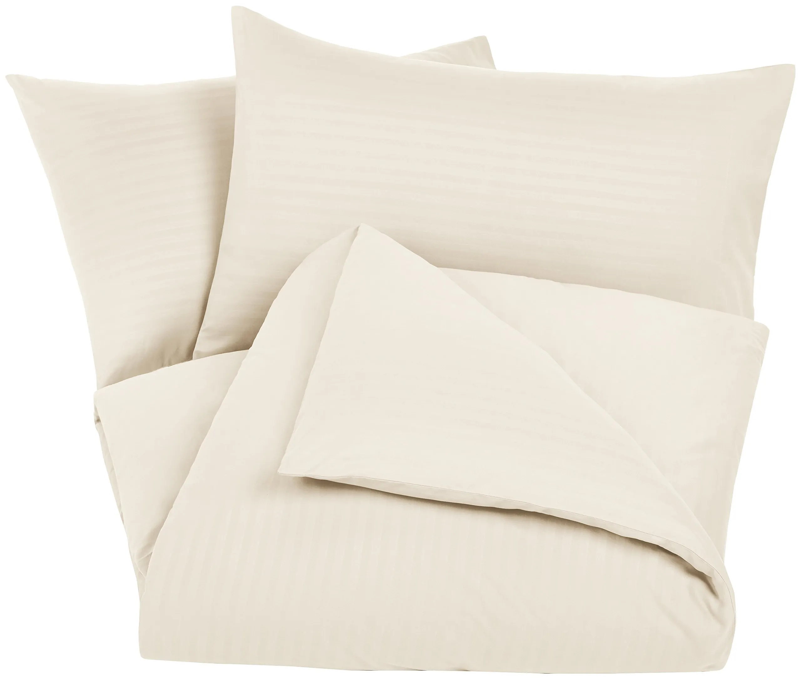 Amazon Basics Set Copripiumino Una Piazza e Mezza in Microfibra, 3 Pezzi, 200 x 200 cm, Beige a Righe - immagine 3
