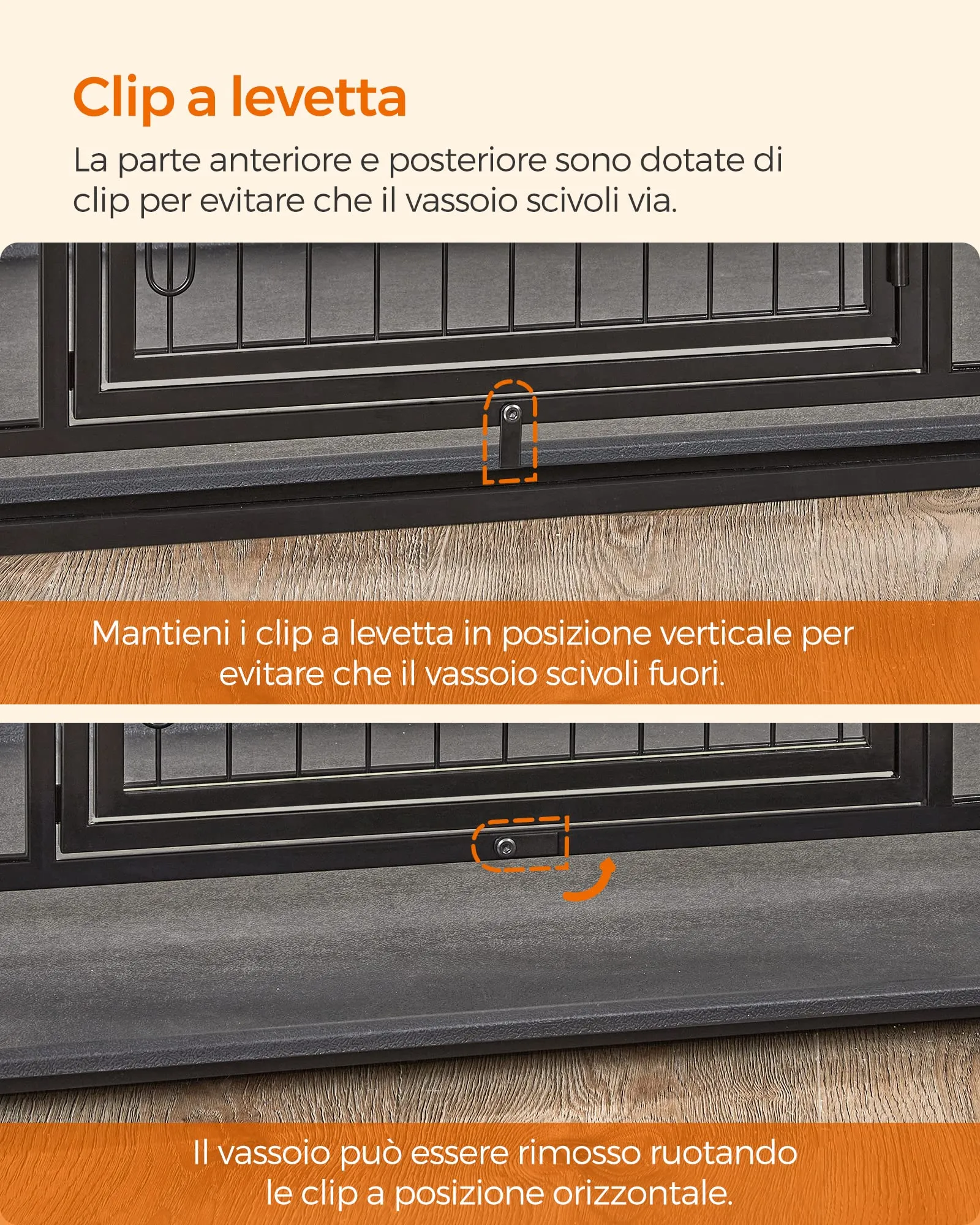 Feandrea Gabbia per Cani XL, 107 x 70 x 75 cm, Doppia Porta Rimovibile, Nero PPD001B01 - immagine 7