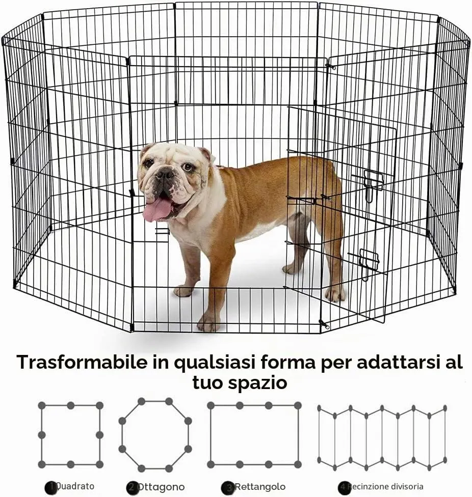 Bunny Business Box a 8 pannelli pieghevole per cani, cuccioli, gatti e conigli, nero, grande - immagine 4