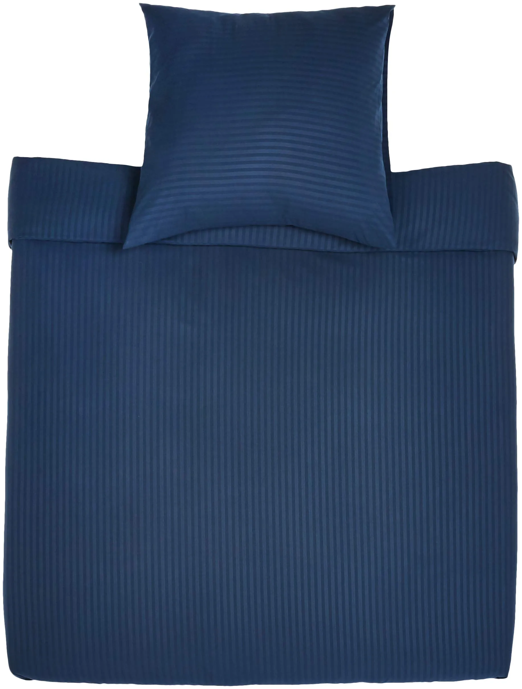 Amazon Basics Set Copripiumino Singolo in Microfibra, 2 Pezzi, 135 x 200 cm e Federa 80 x 80 cm, Blu Navy a Righe - immagine 2