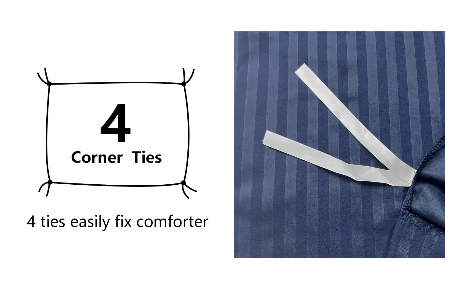 Amazon Basics Set Copripiumino Singolo in Microfibra, 2 Pezzi, 135 x 200 cm e Federa 80 x 80 cm, Blu Navy a Righe - immagine 4
