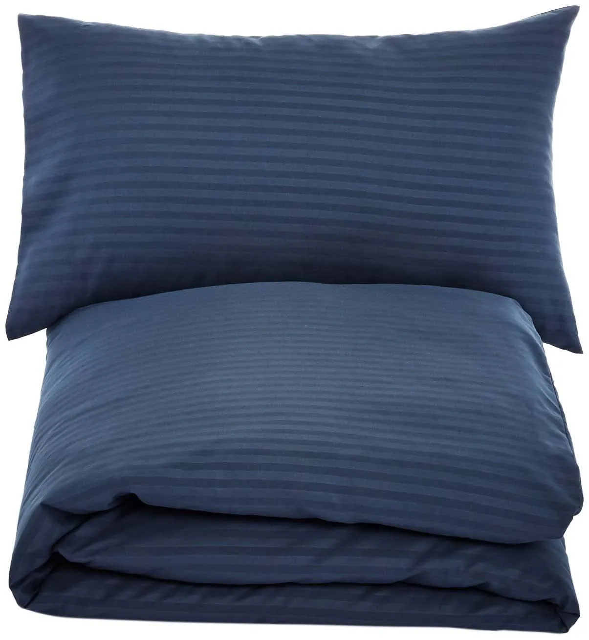 Amazon Basics Set Copripiumino Singolo in Microfibra, 2 Pezzi, 135 x 200 cm e Federa 50 x 80 cm, Blu Navy a Righe - immagine 1