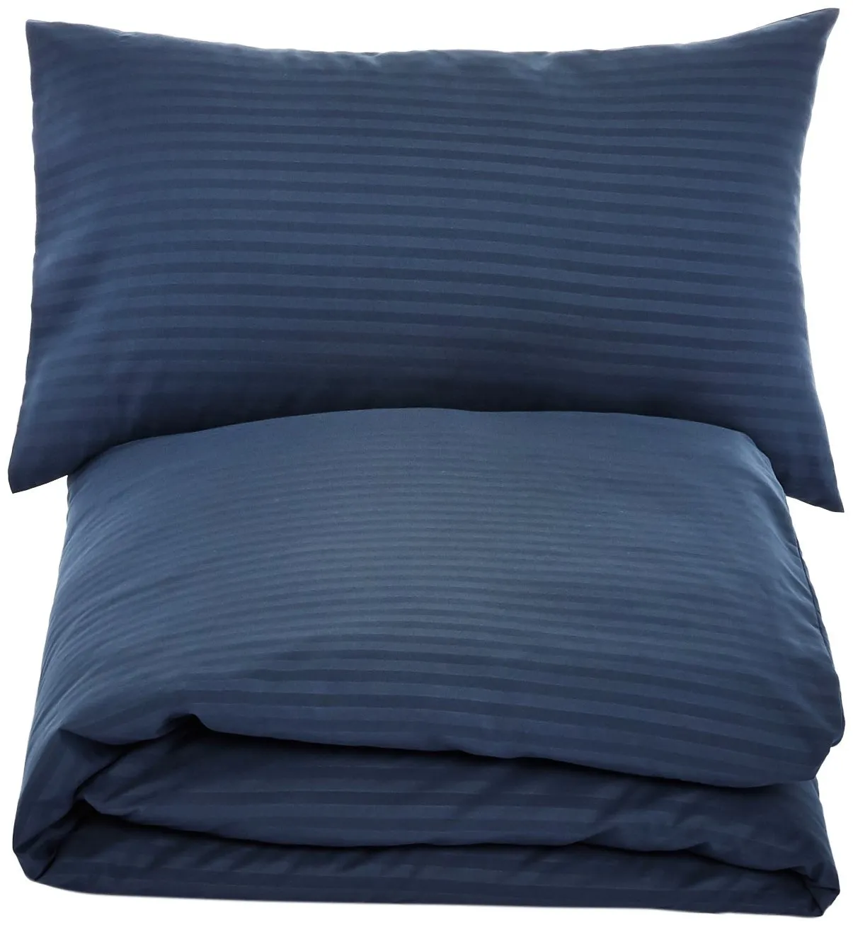 Amazon Basics Set Copripiumino Singolo in Microfibra, 2 Pezzi, 135 x 200 cm e Federa 50 x 80 cm, Blu Navy a Righe - immagine 3