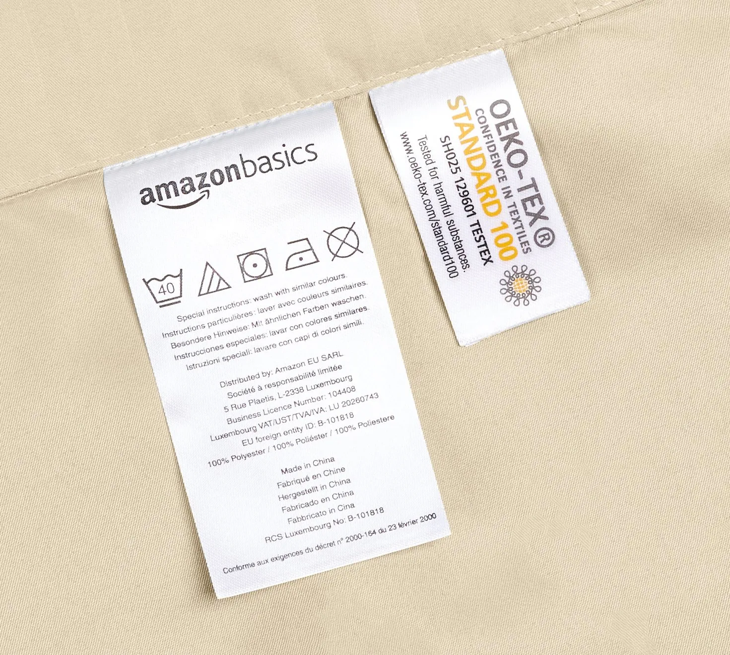 Amazon Basics Set Copripiumino Matrimoniale in Microfibra, 3 Pezzi, 260 x 240 cm e 2 Federe da 65 x 65 cm, Beige a Righe - immagine 5