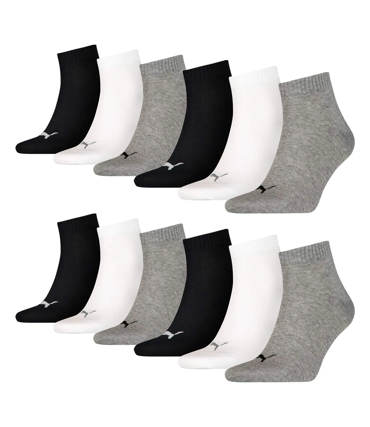 Puma Calzini Uomo Quarters, 12 Paia, Grey/White/Black, 39/42 - immagine 1