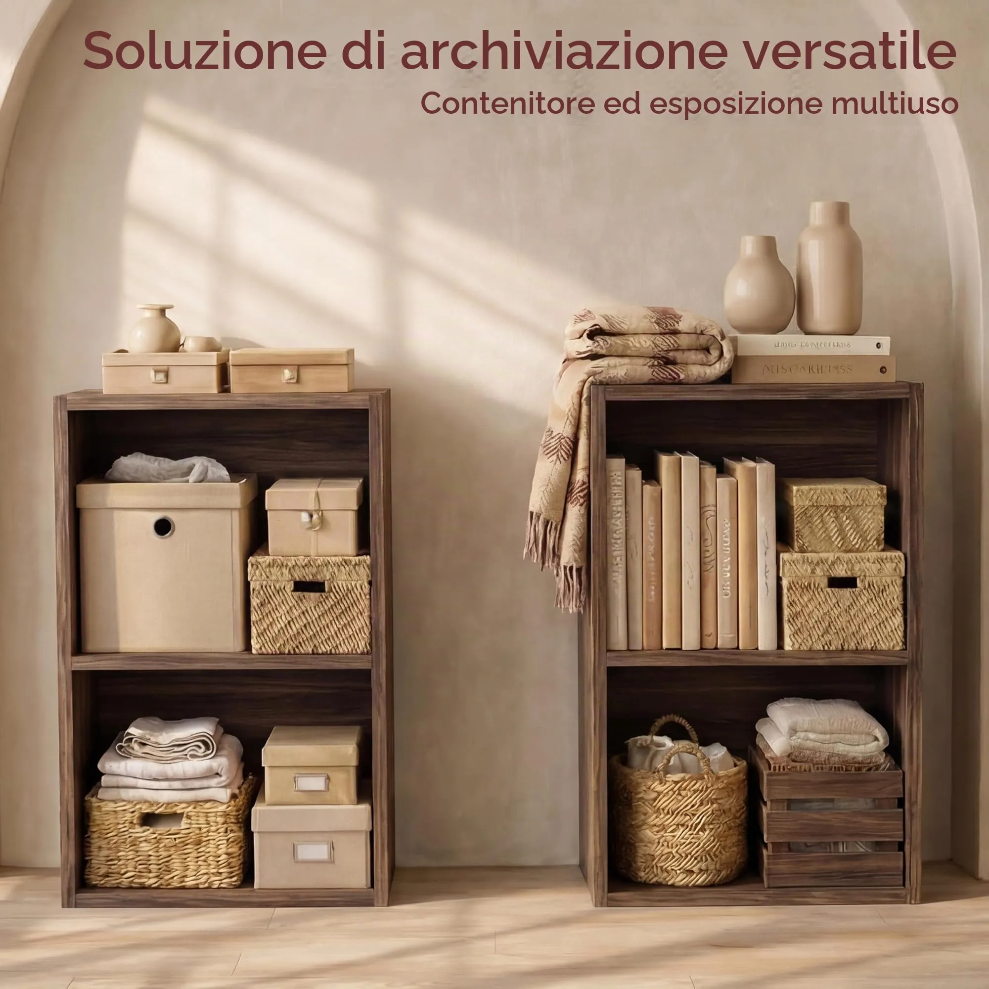 Vida Designs Oxford Libreria a Cubo 2 Ripiani, Noce, 54x32x24cm - immagine 2